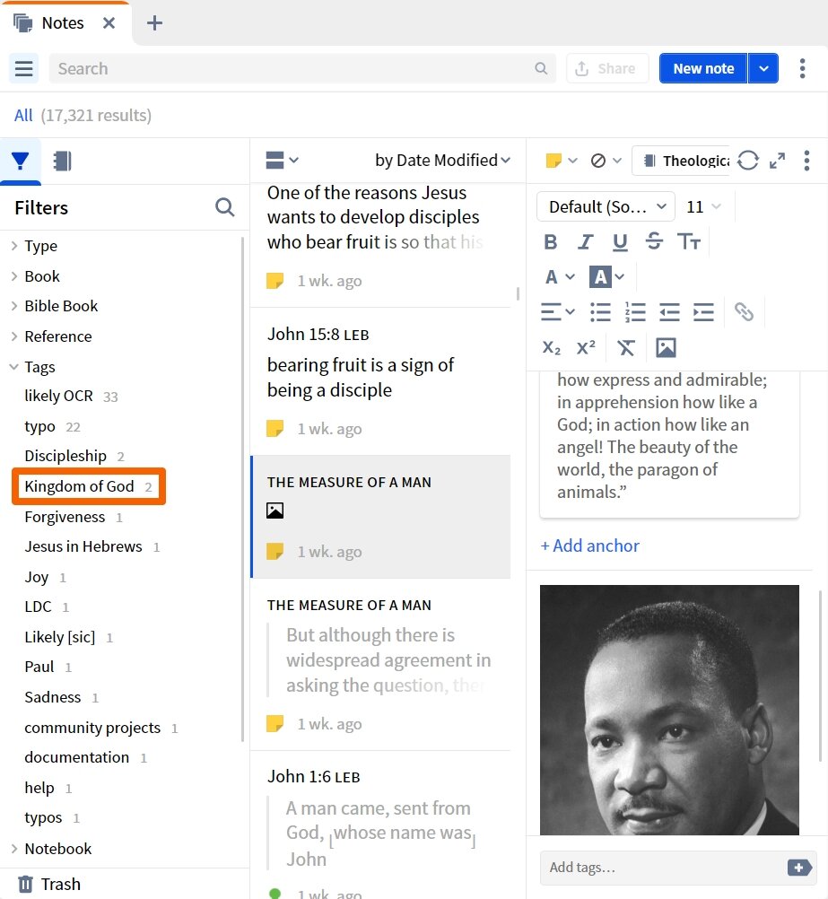 Select Tags In Notes Tool