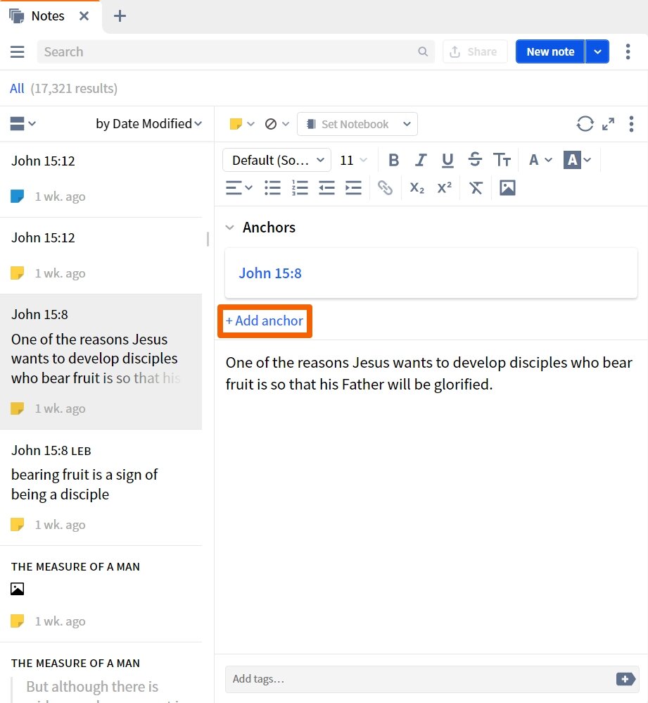 Add Anchor To A Note