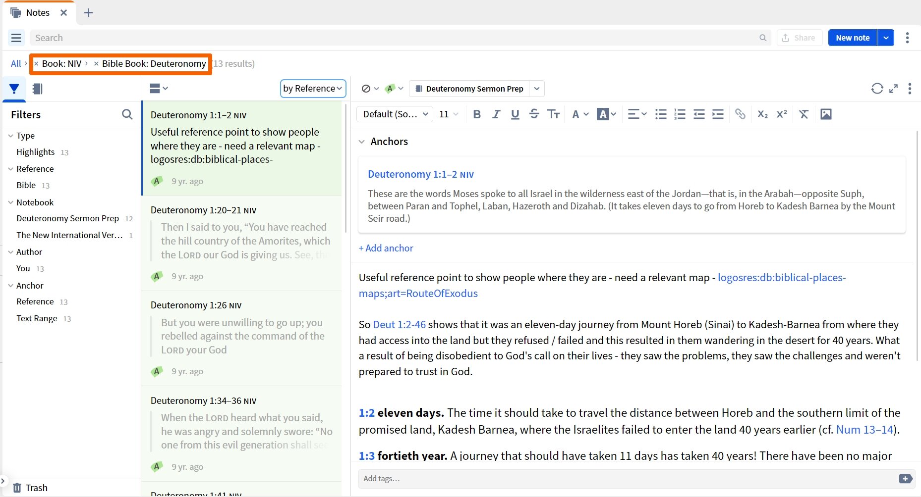 Show Filtered Notes