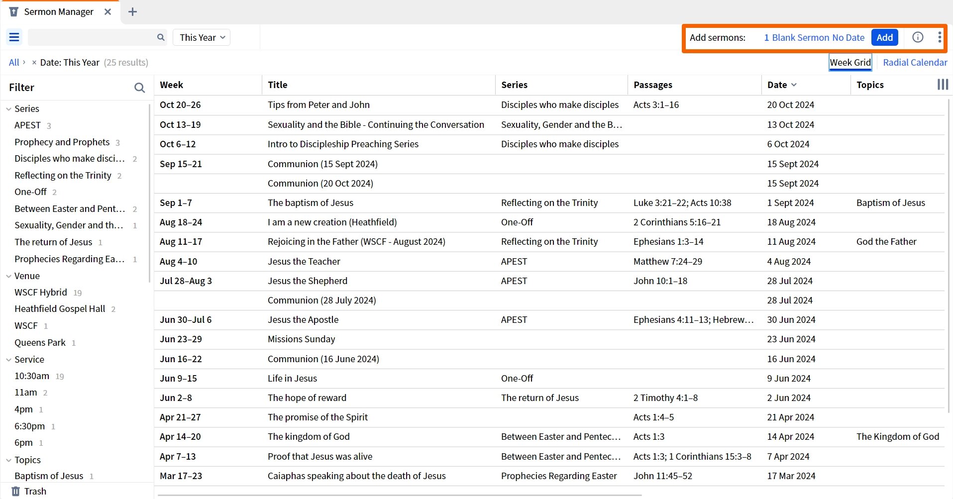 Sermon Manager - Add Sermons