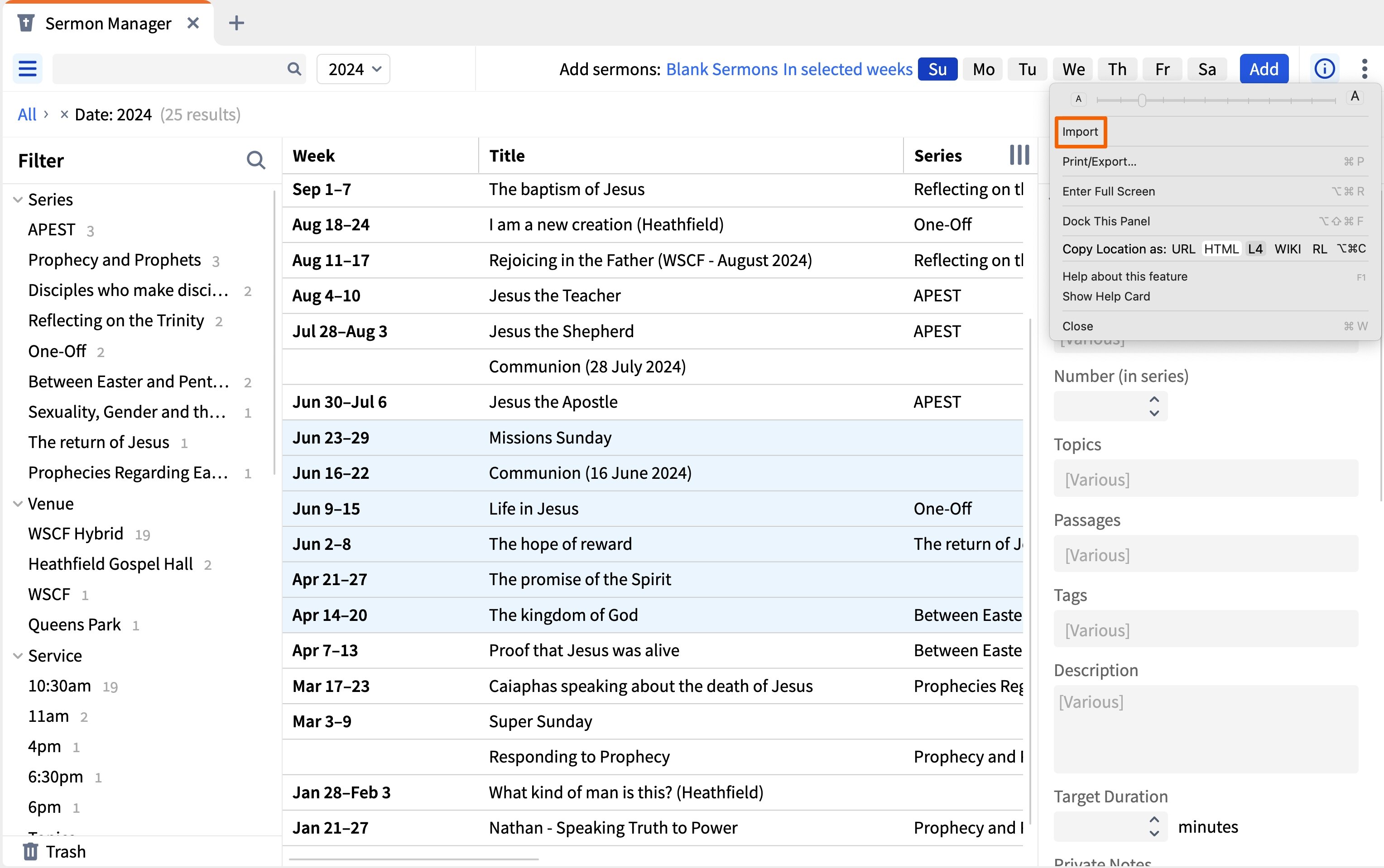 Sermon Manager - Import