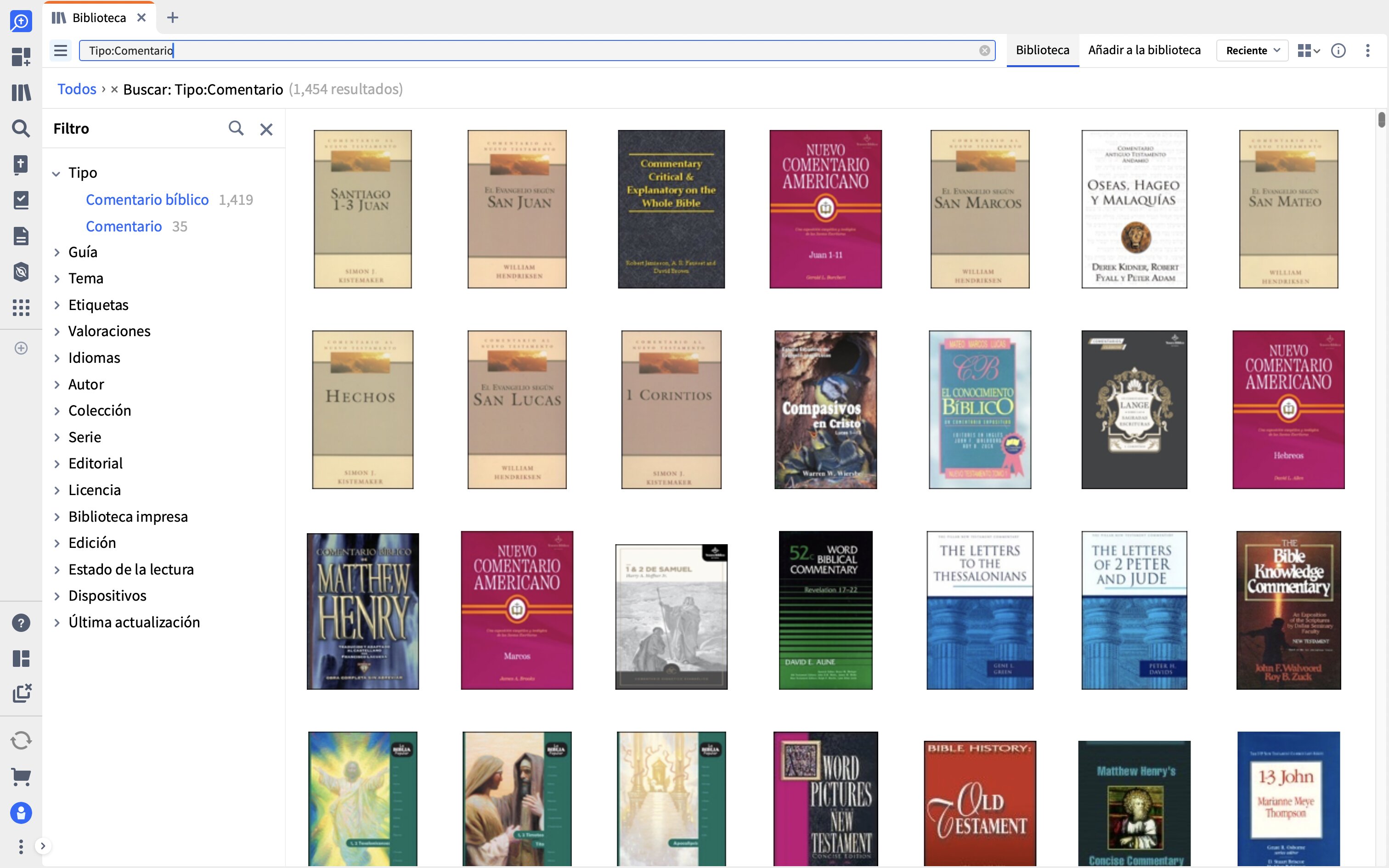 Buscar comentarios en la biblioteca