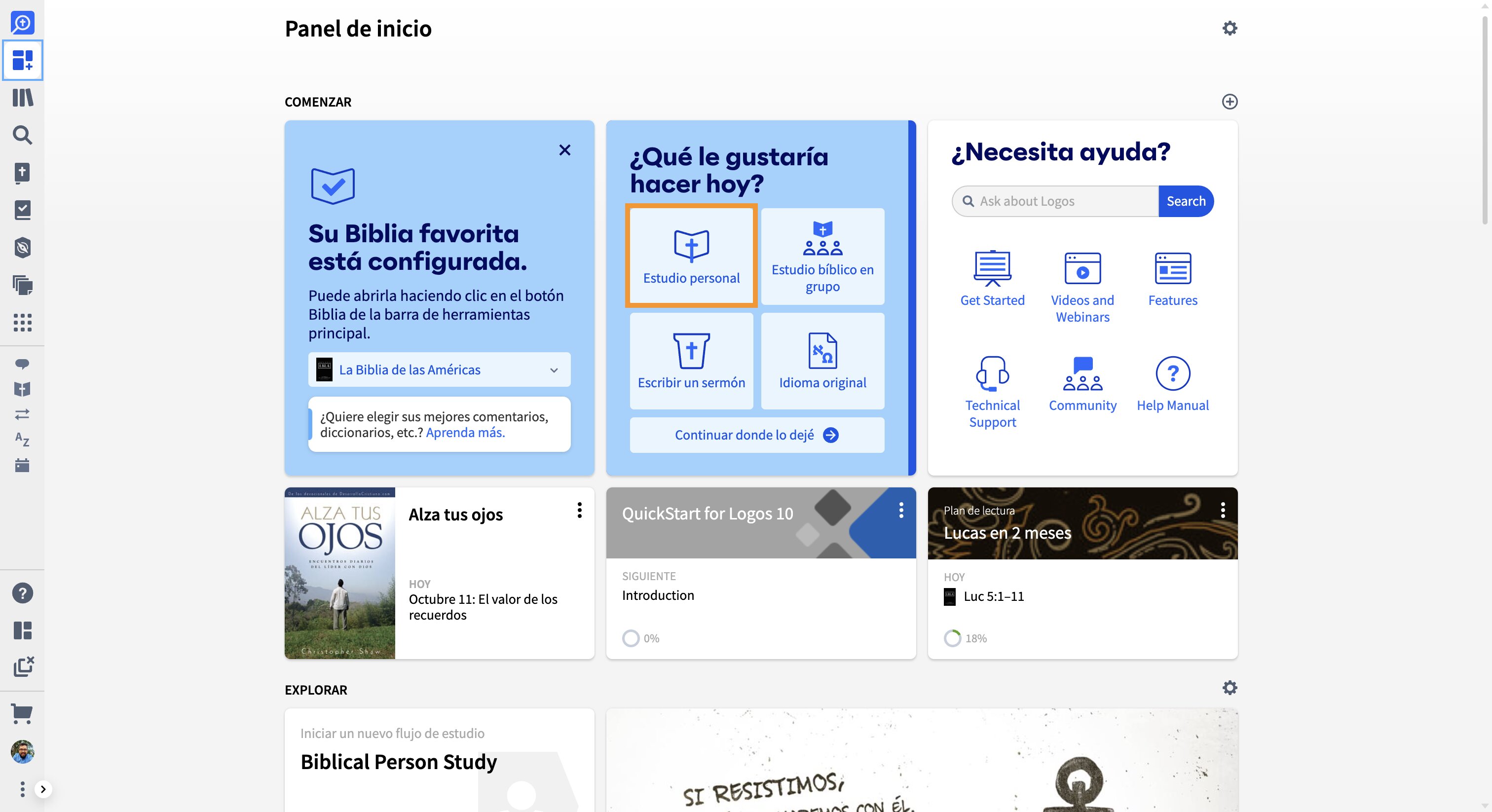 Abra una Biblia y un comentario