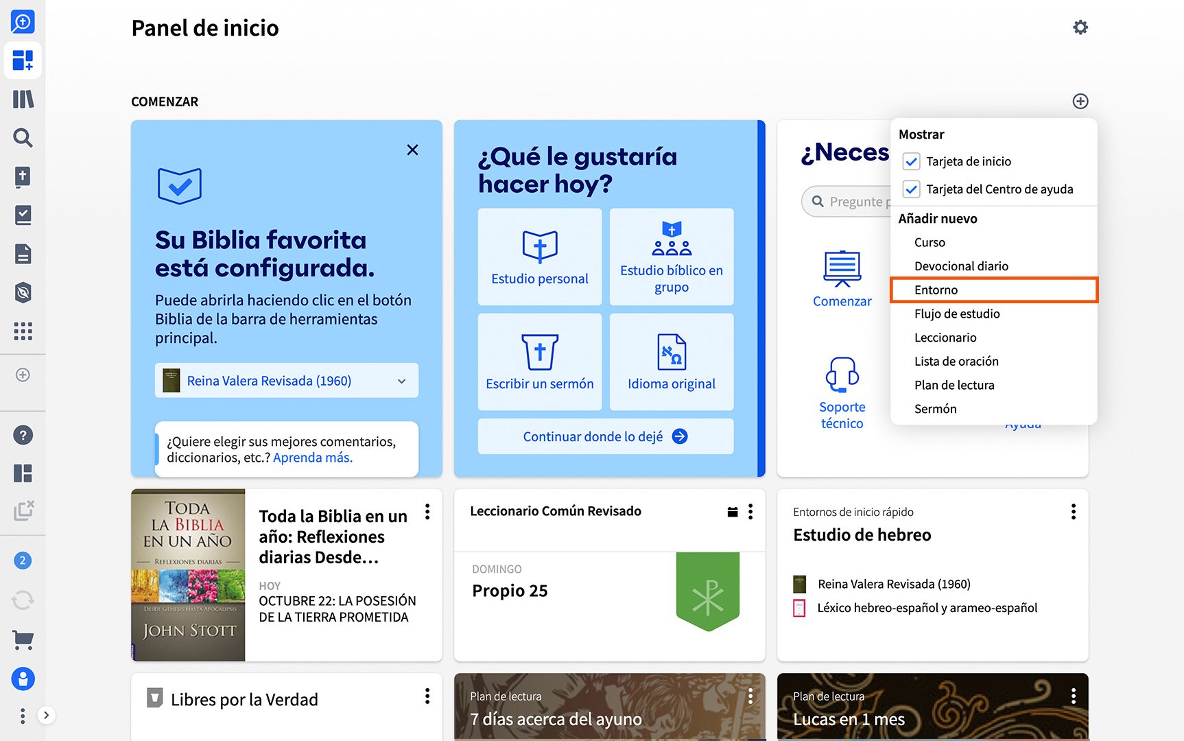 Opciones del Panel de Inicio de Logos
