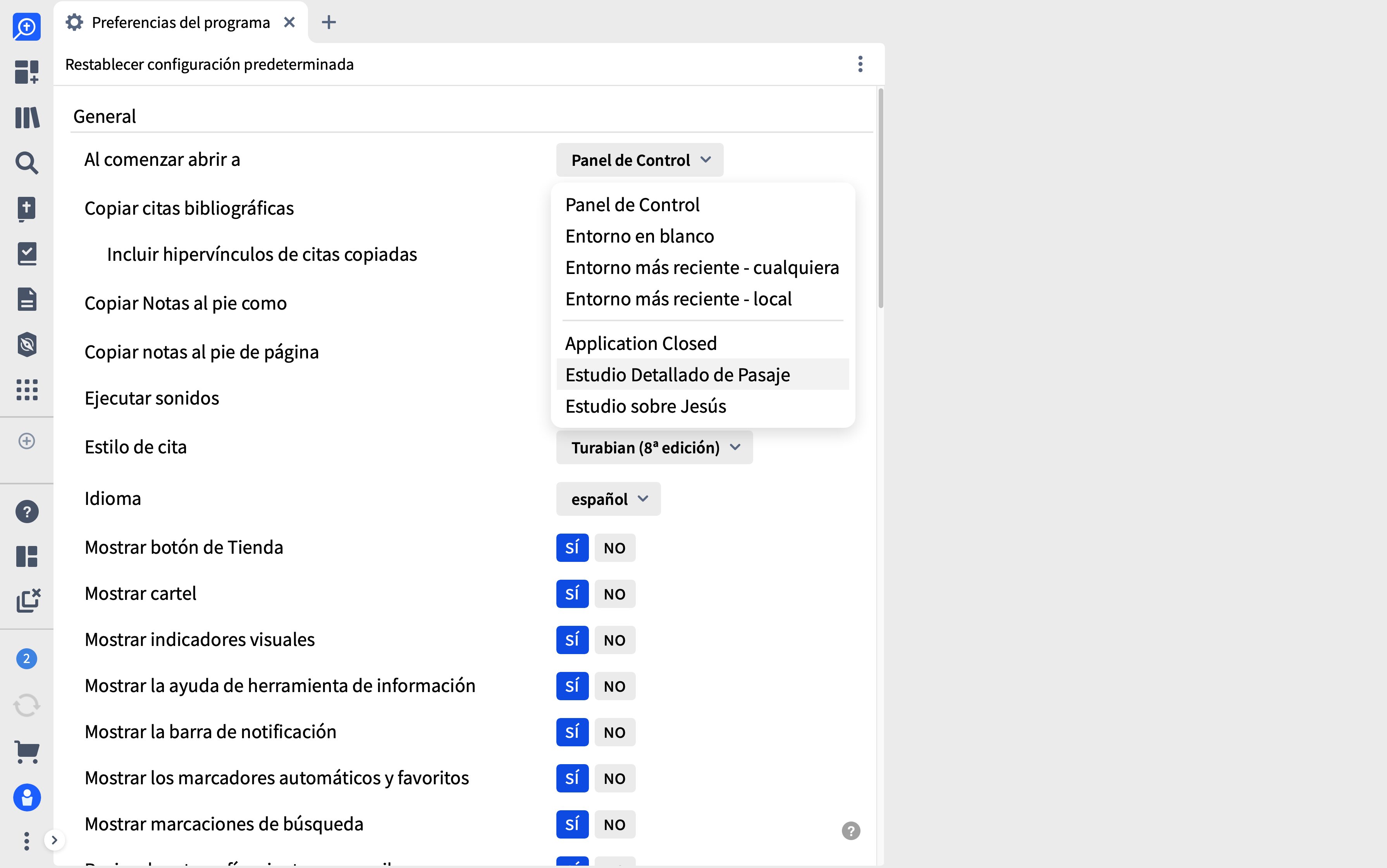 Abrir un Entorno cuando se inicia Logos