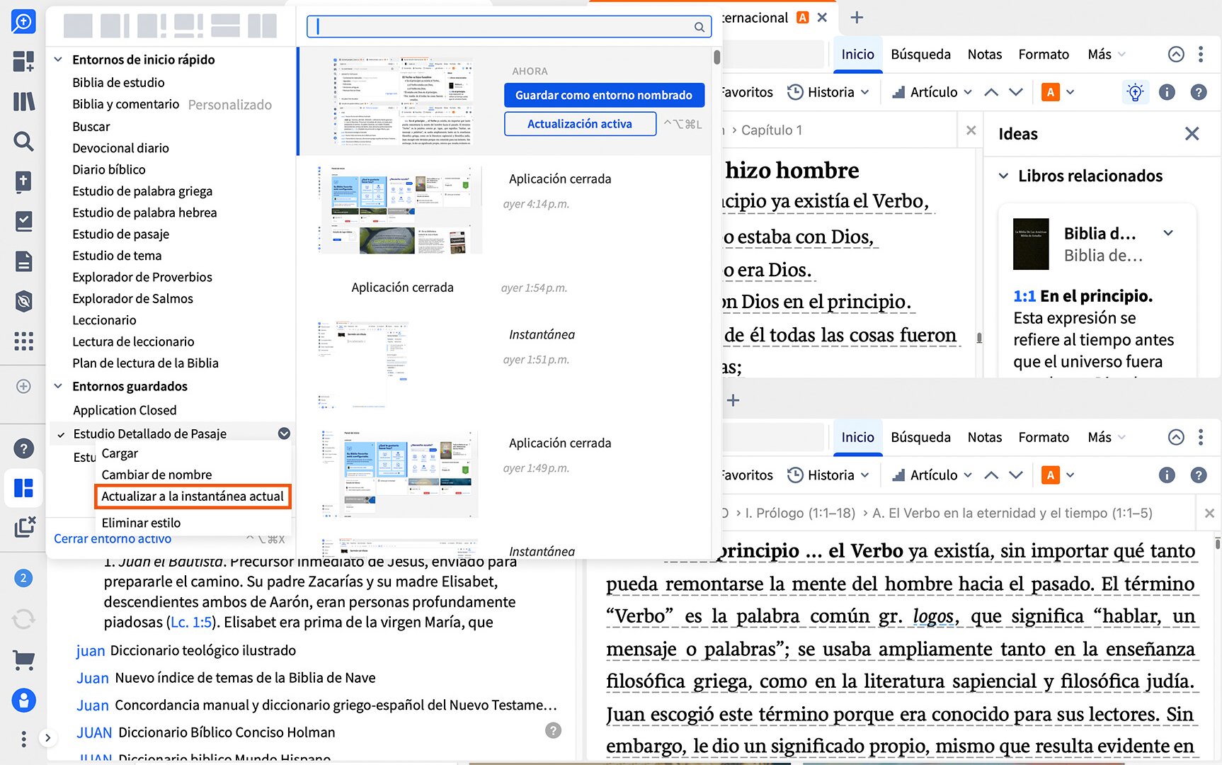 Guardar un Entorno actualizado