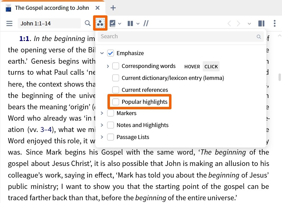 Resource Toolbar - Popular Highlights