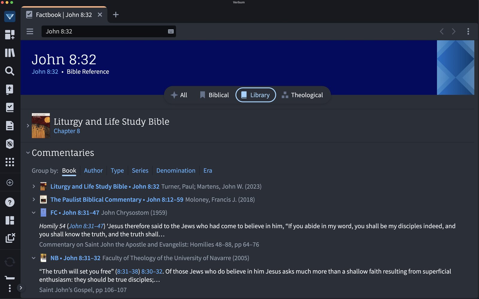 Screen Shot of Verbum showing the Factbook