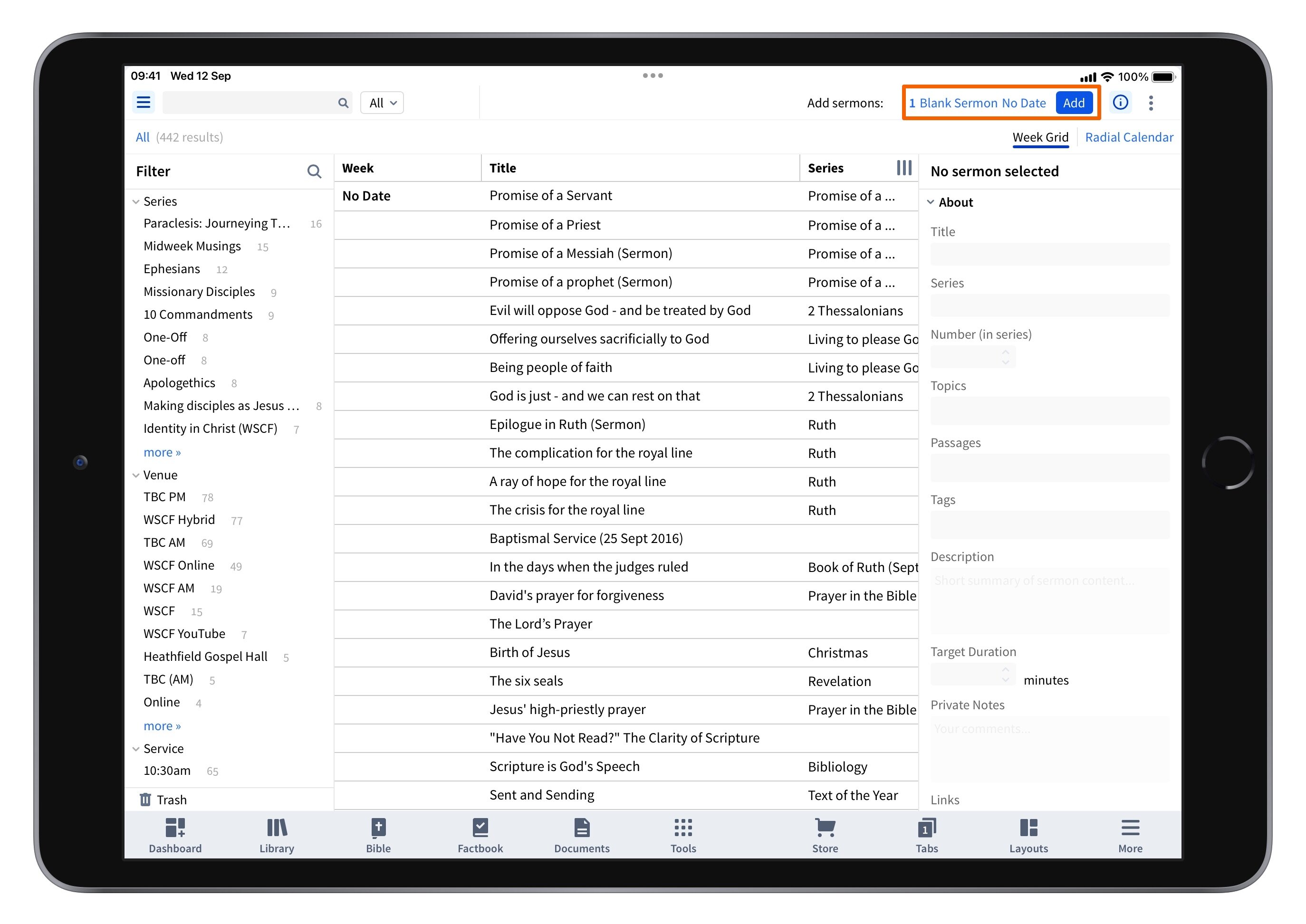Tablet - Create Sermon From Sermon Manager