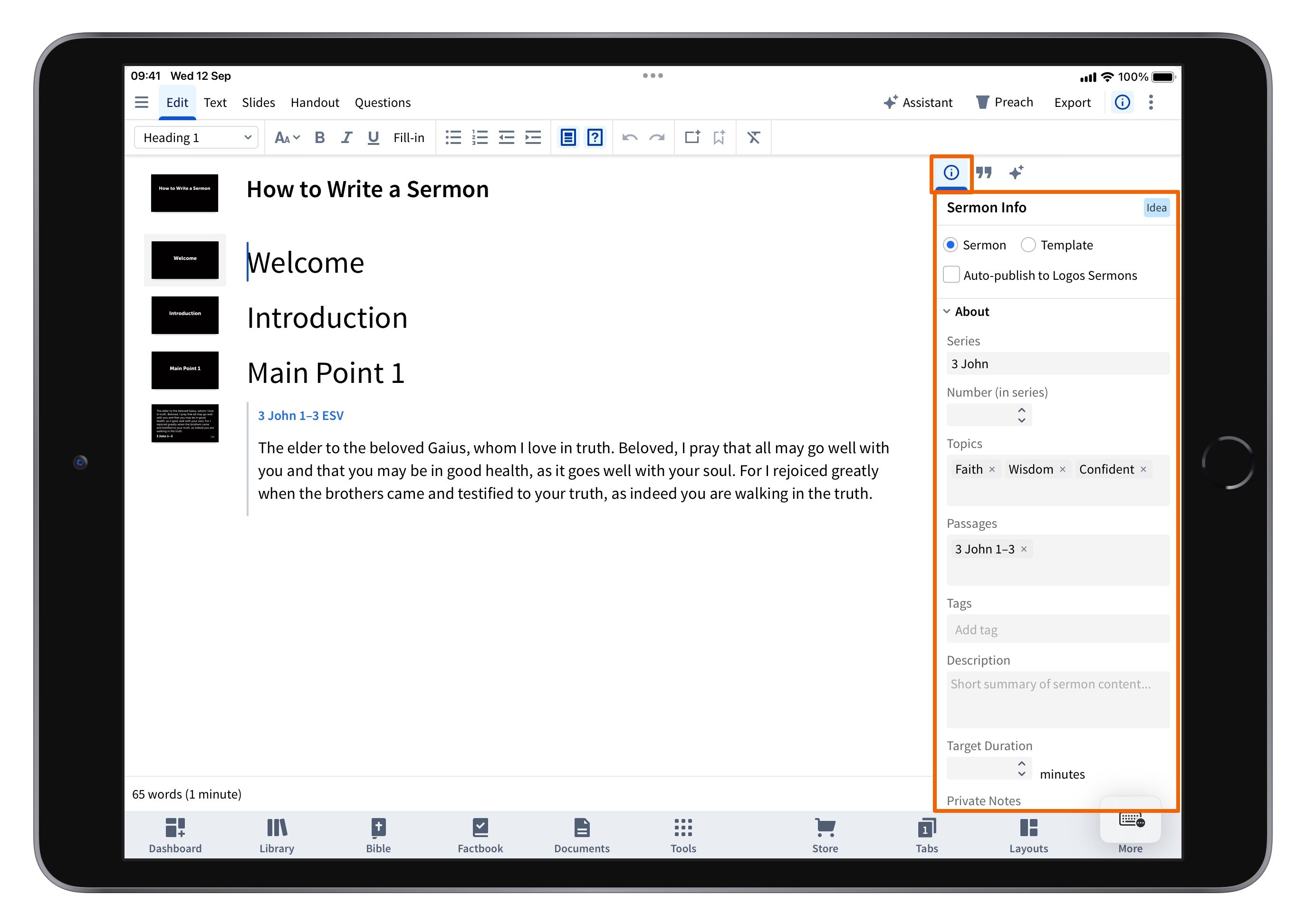 Writing Sermons Using Sermon Builder – Logos Help Center