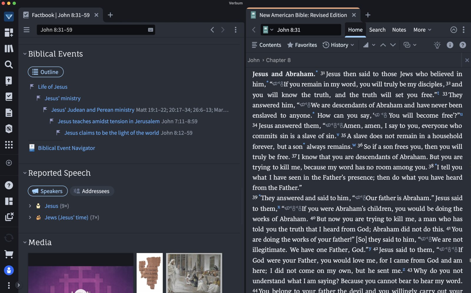 Screen Shot of Verbum showing the Factbook