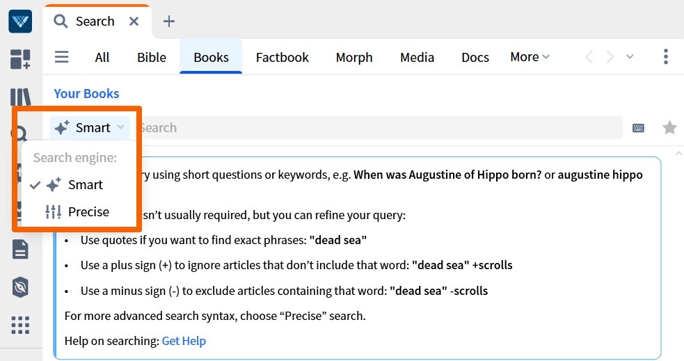 Verbum Books Search Mode Selector