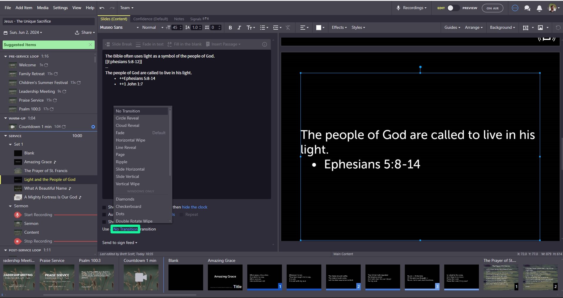 Slide Transition Menu