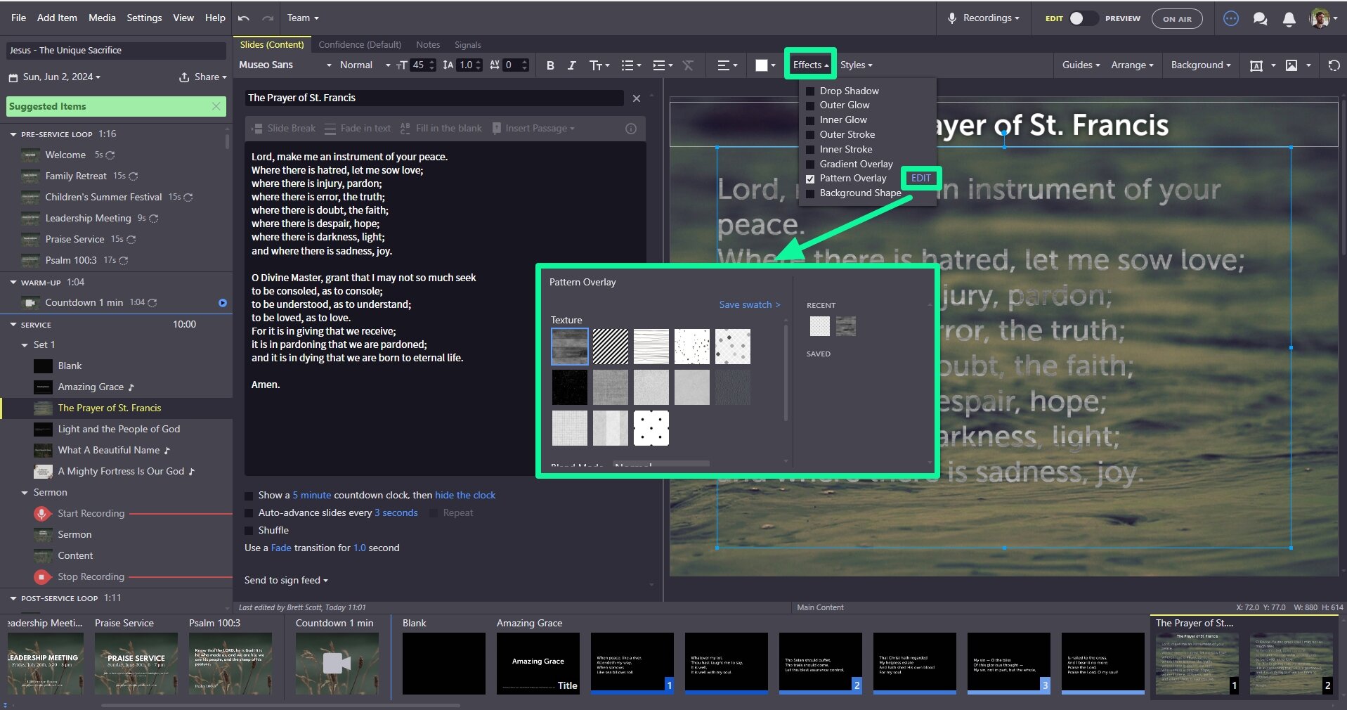 Open Edit Effects Menu