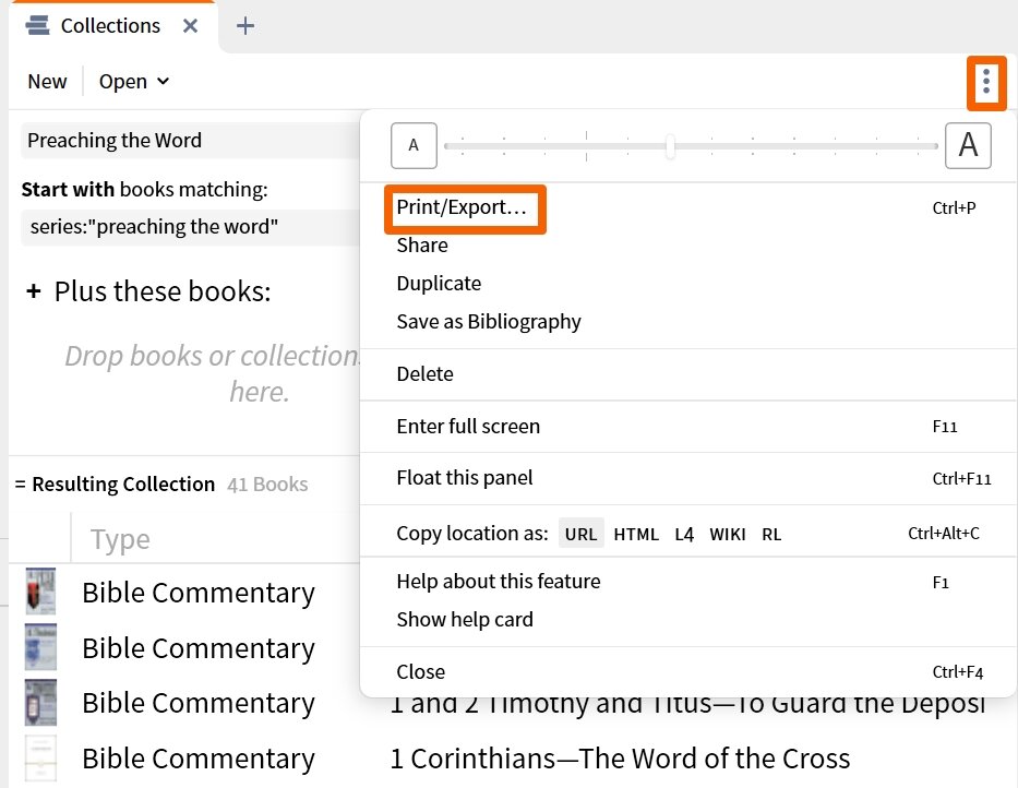 Print - Export A Collection