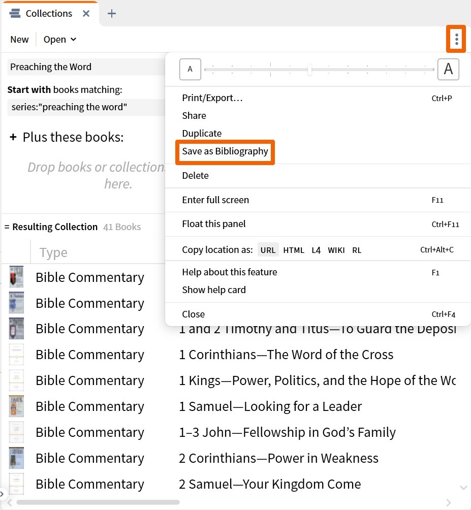 Save Collection As Bibliography