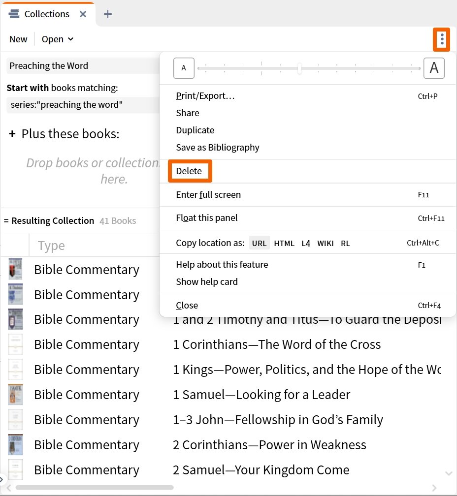 Delete Collection From Action Menu