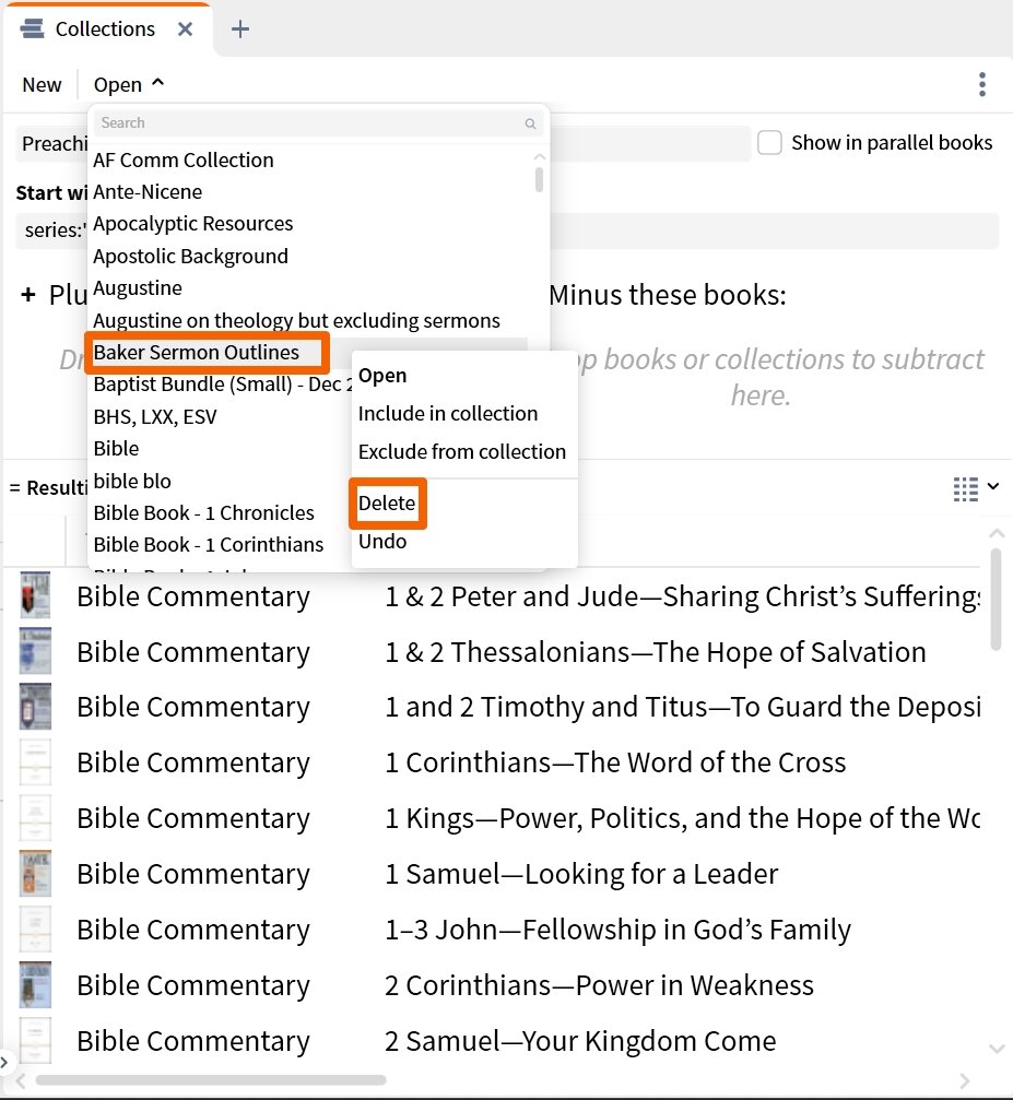 Delete Collection From Collections Tool