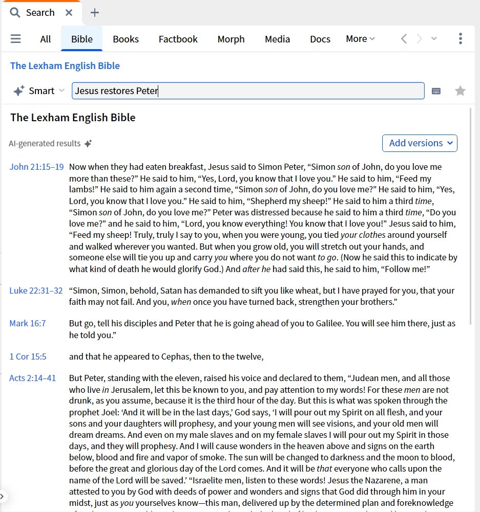 Smart Search (Bible) Jesus Restores Peter