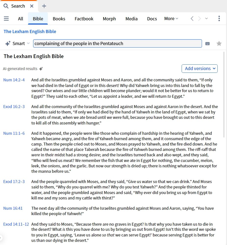 Smart Search (Bible) Complaining People