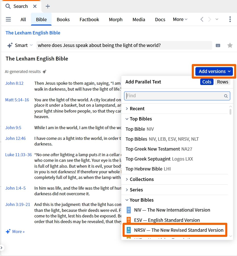 Select Additional Display Bibles