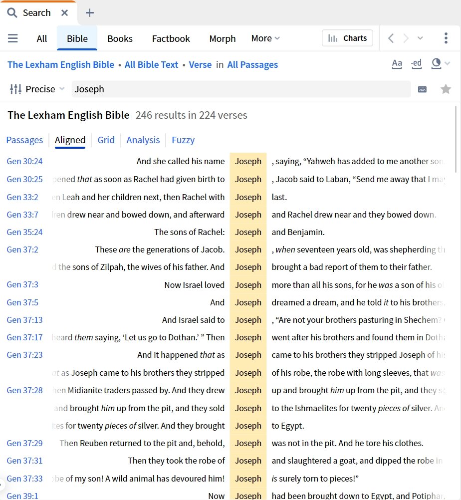Bible Search - Aligned View