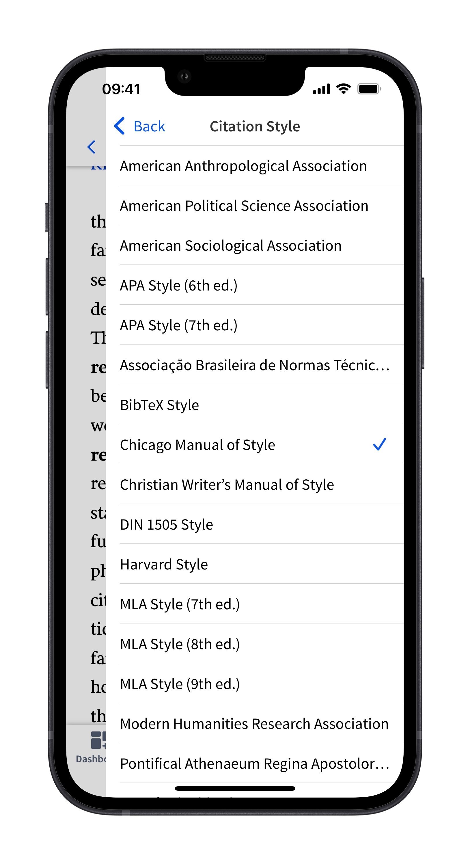 Mobile Citation Styles