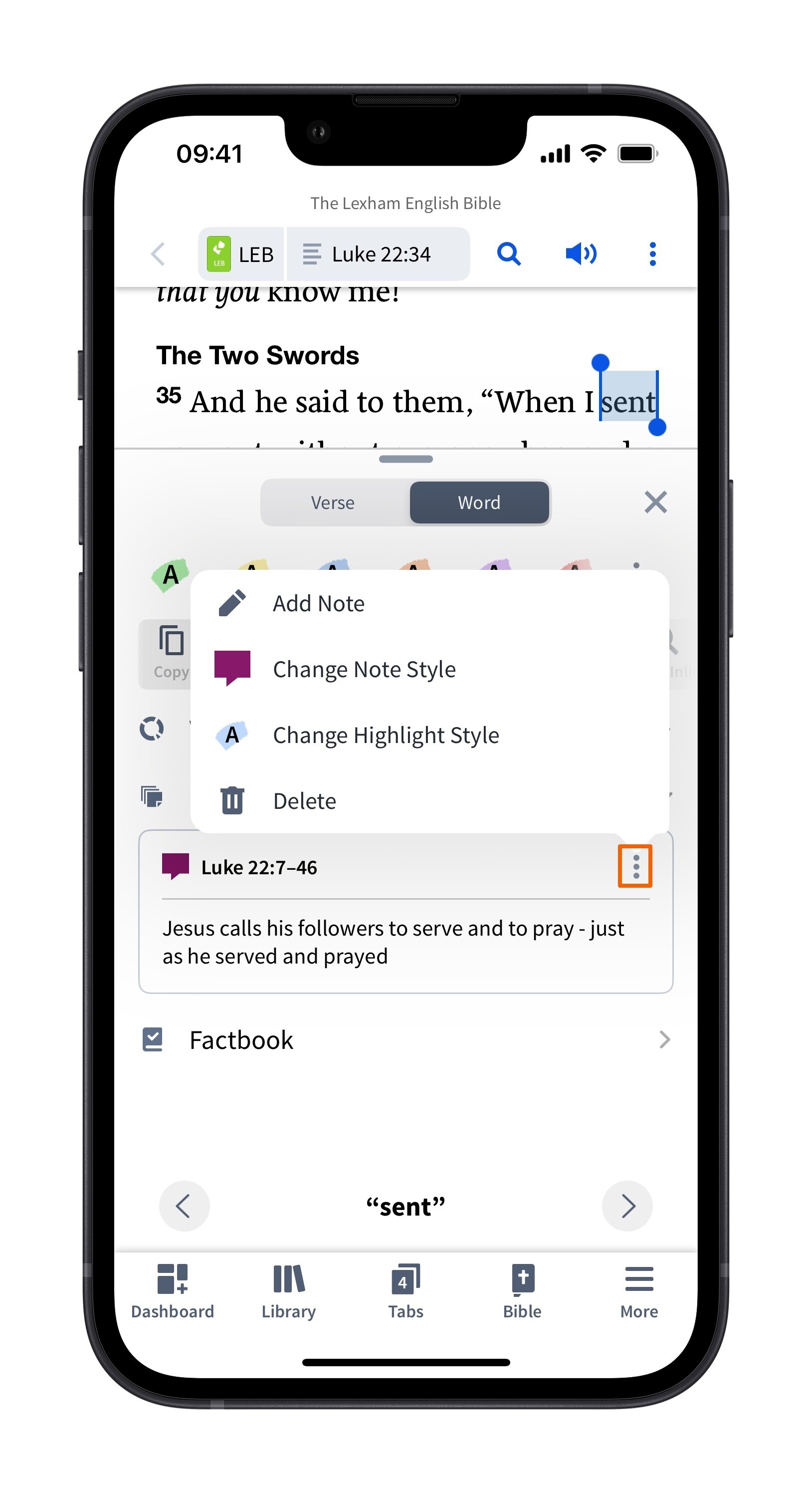 Mobile - Insights Word Notes & Highlights Actions
