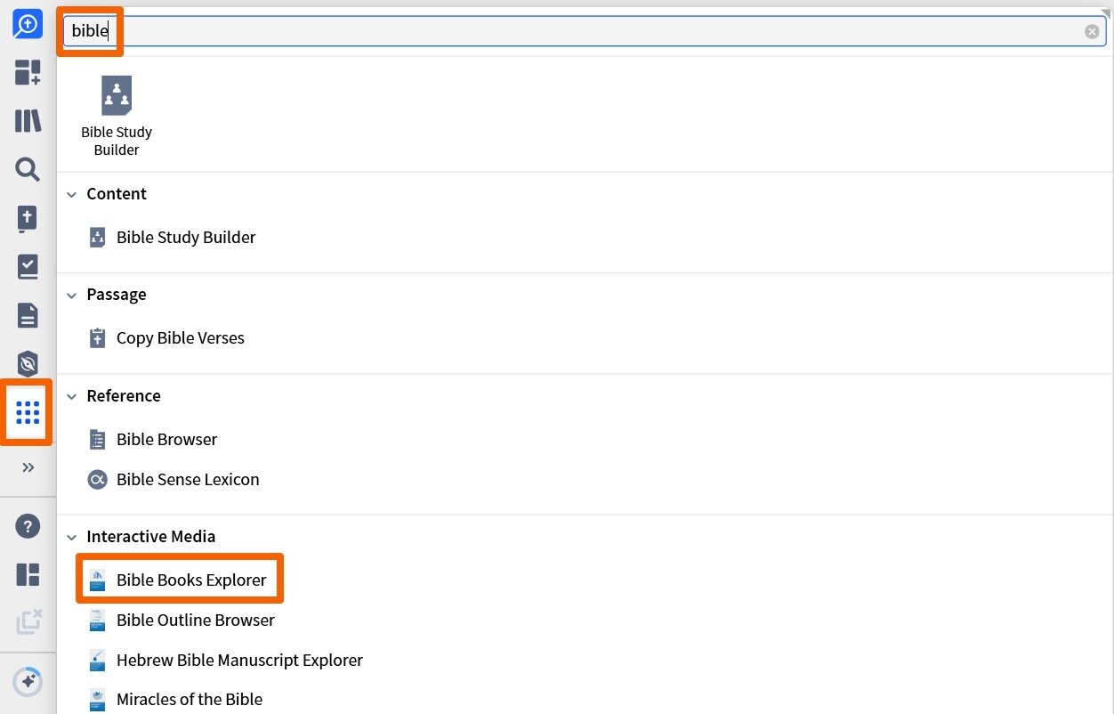 Open Bible Books Explorer From Tools Menu