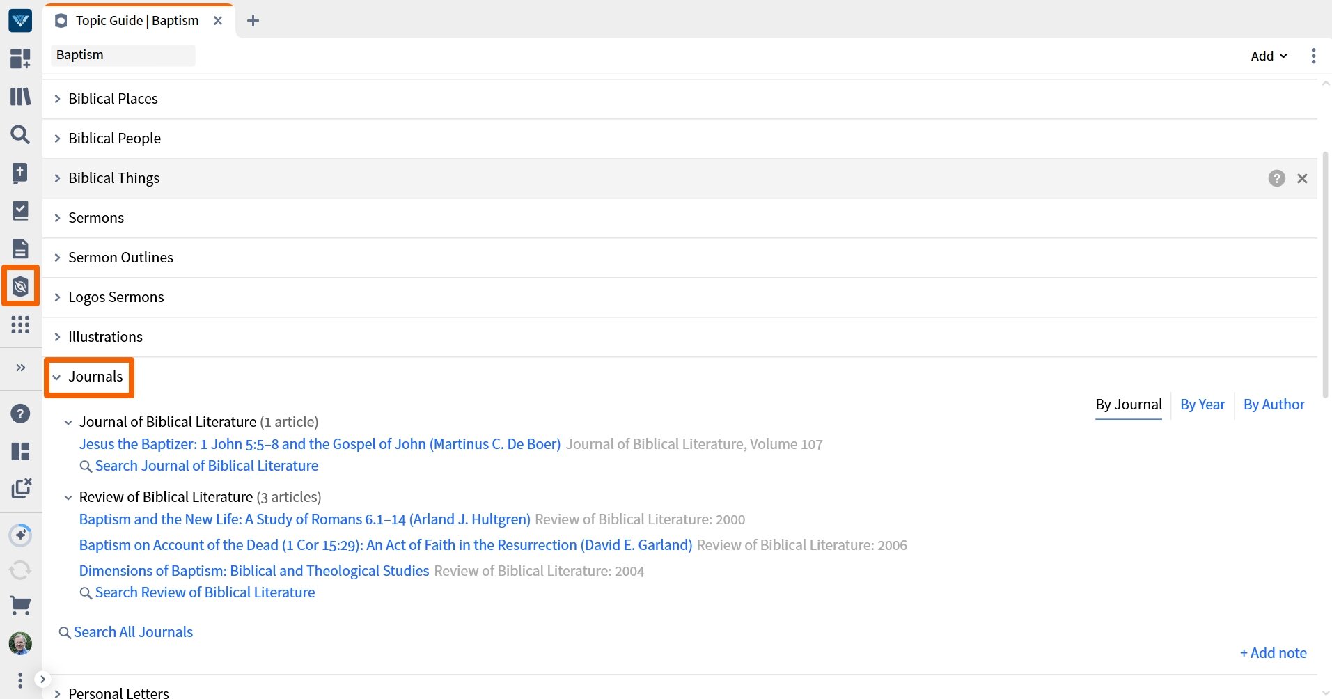 Journals From Topic Guide