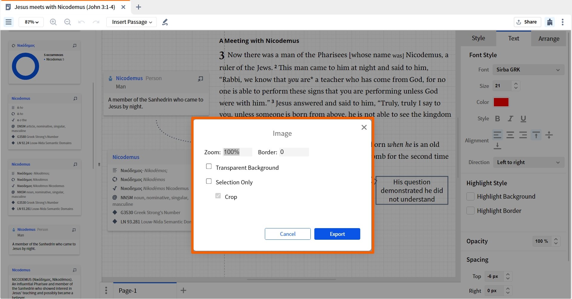 Canvas Export Options