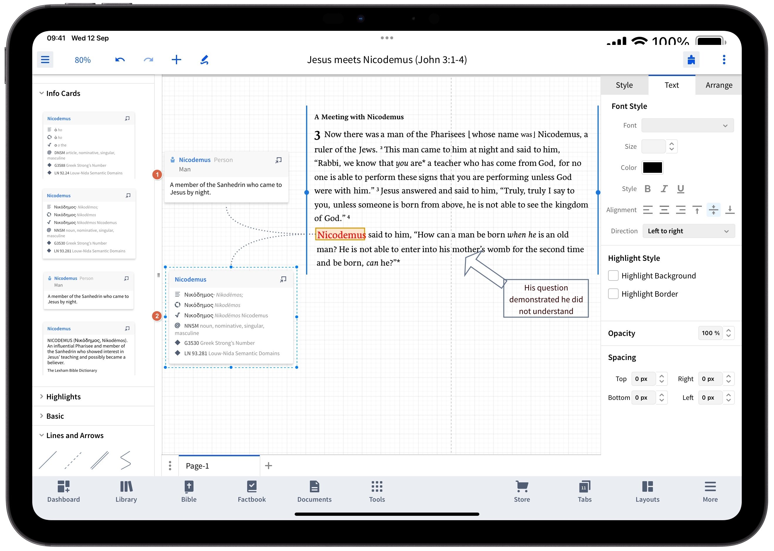 Using Info Cards To Canvas On Tablet