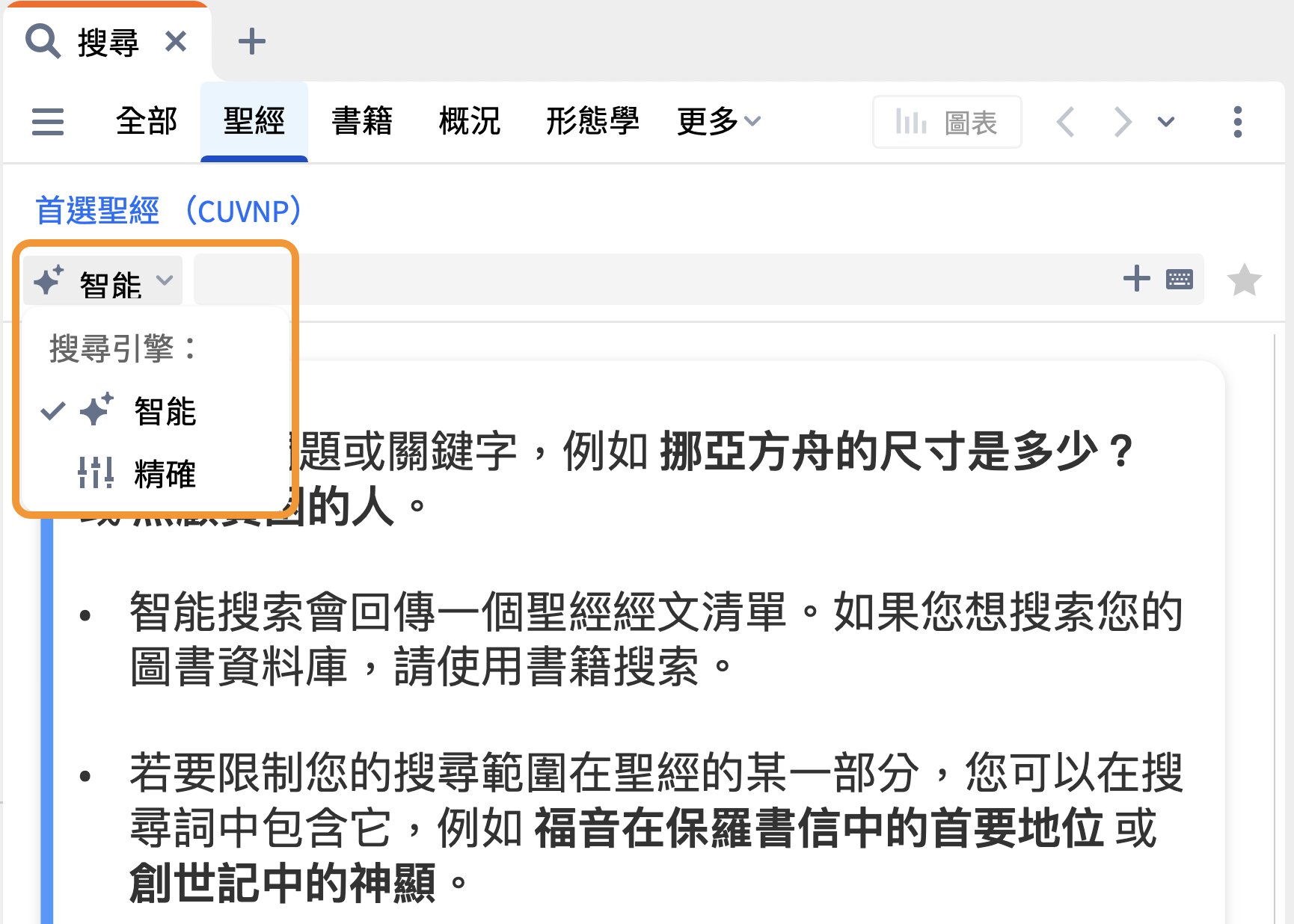 选择圣经搜索模式