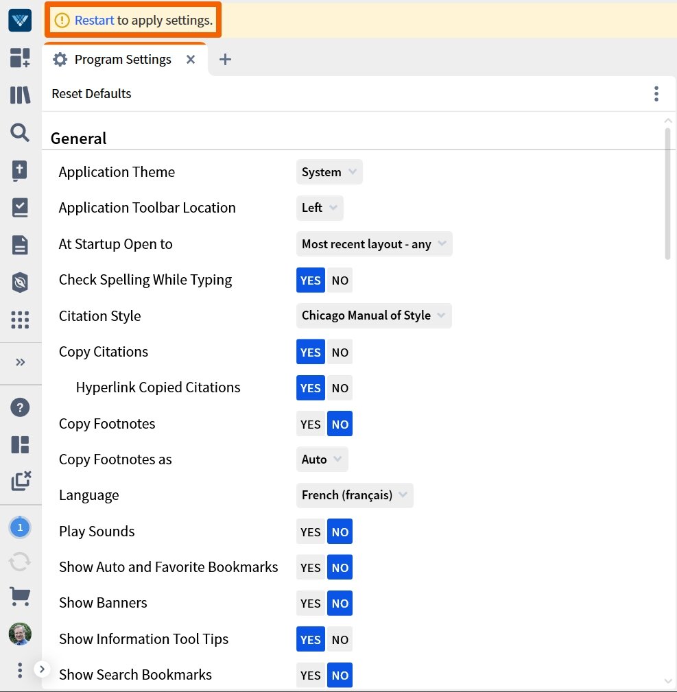 Restart To Apply Verbum Interface Language