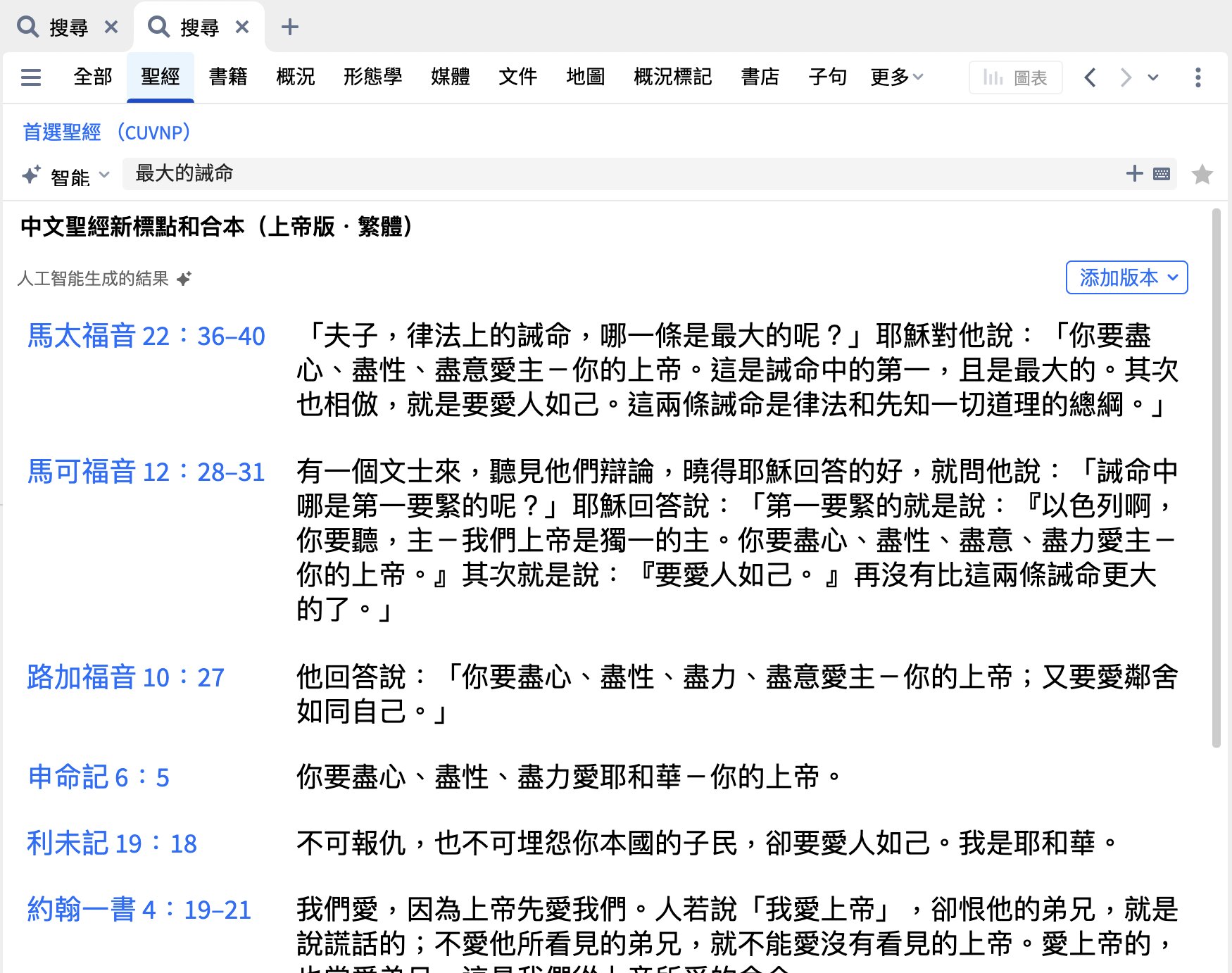 圣经搜索 - 聪明模式（取代模糊模式）