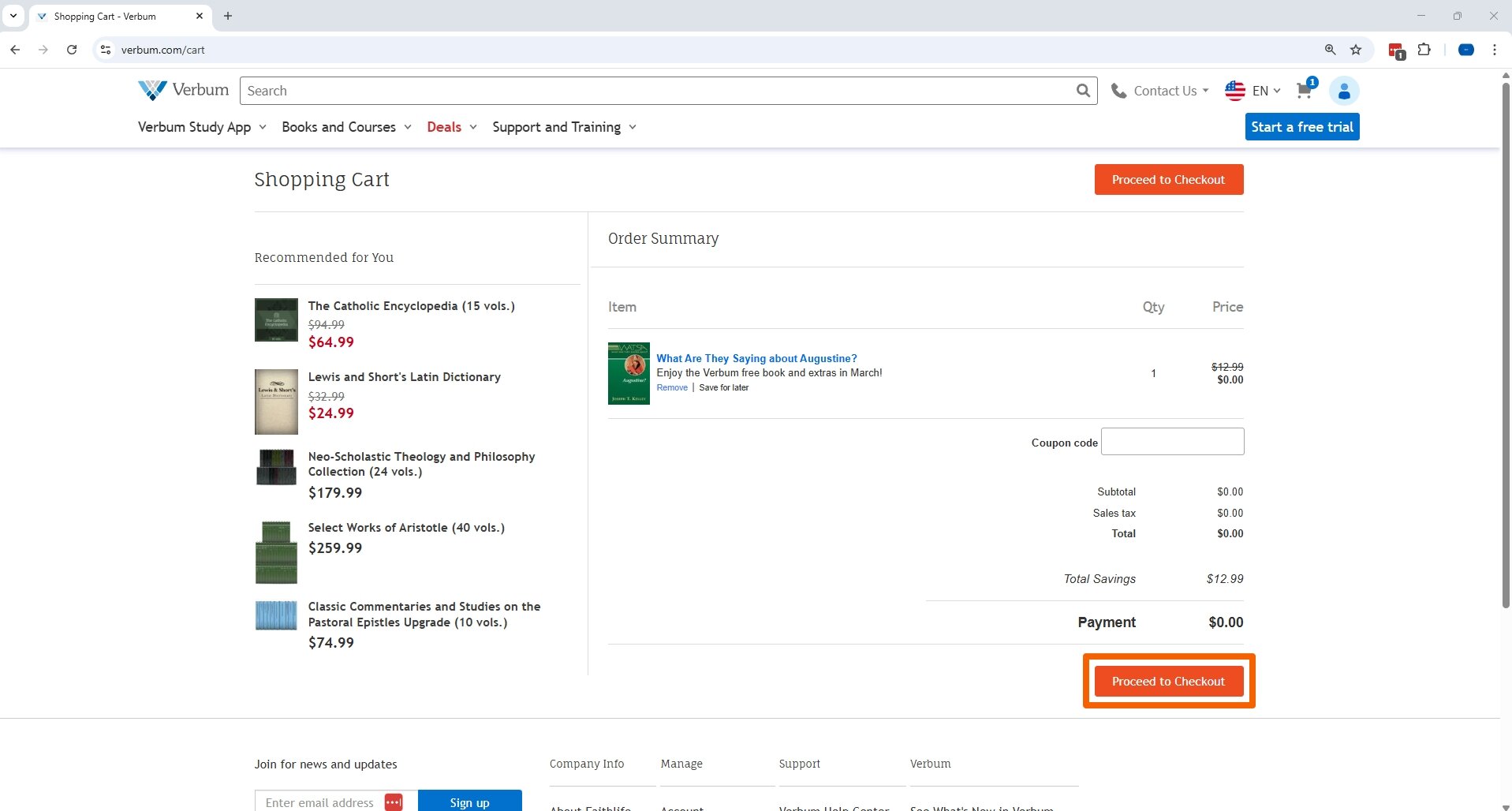 Verbum Proceed To Checkout Button