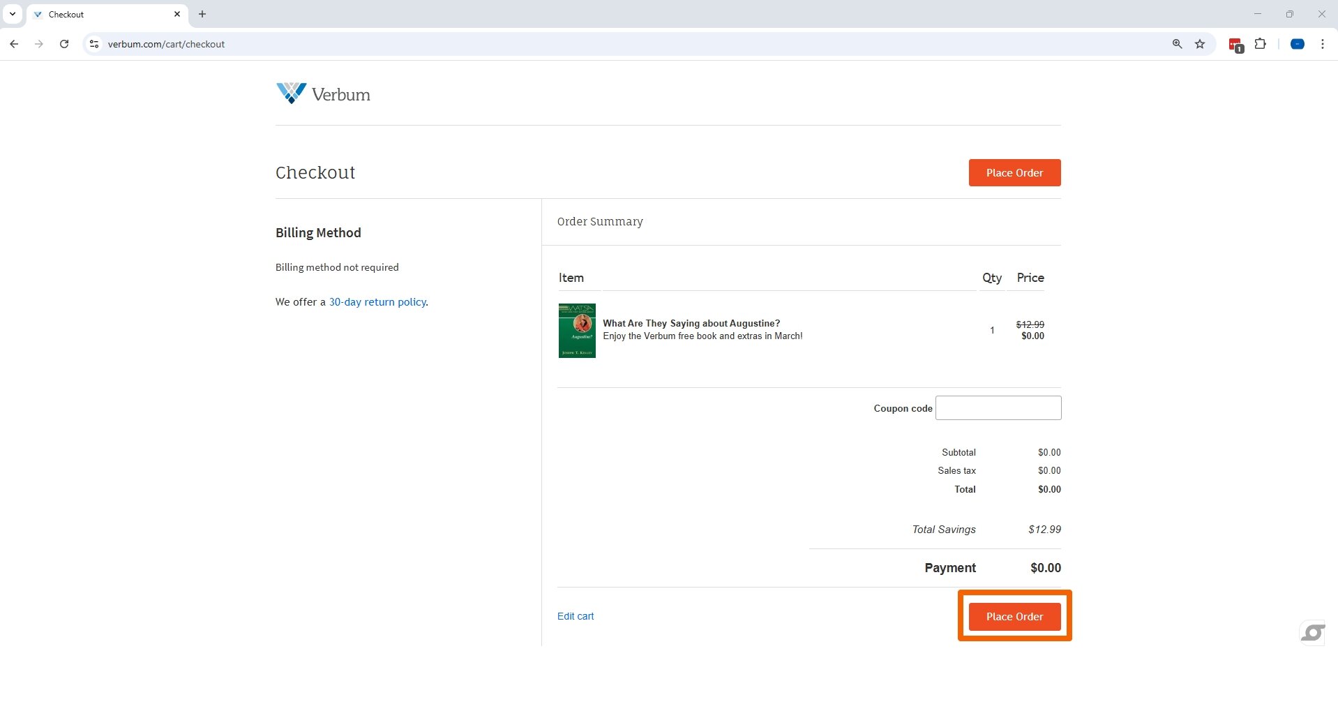 Verbum Place Order