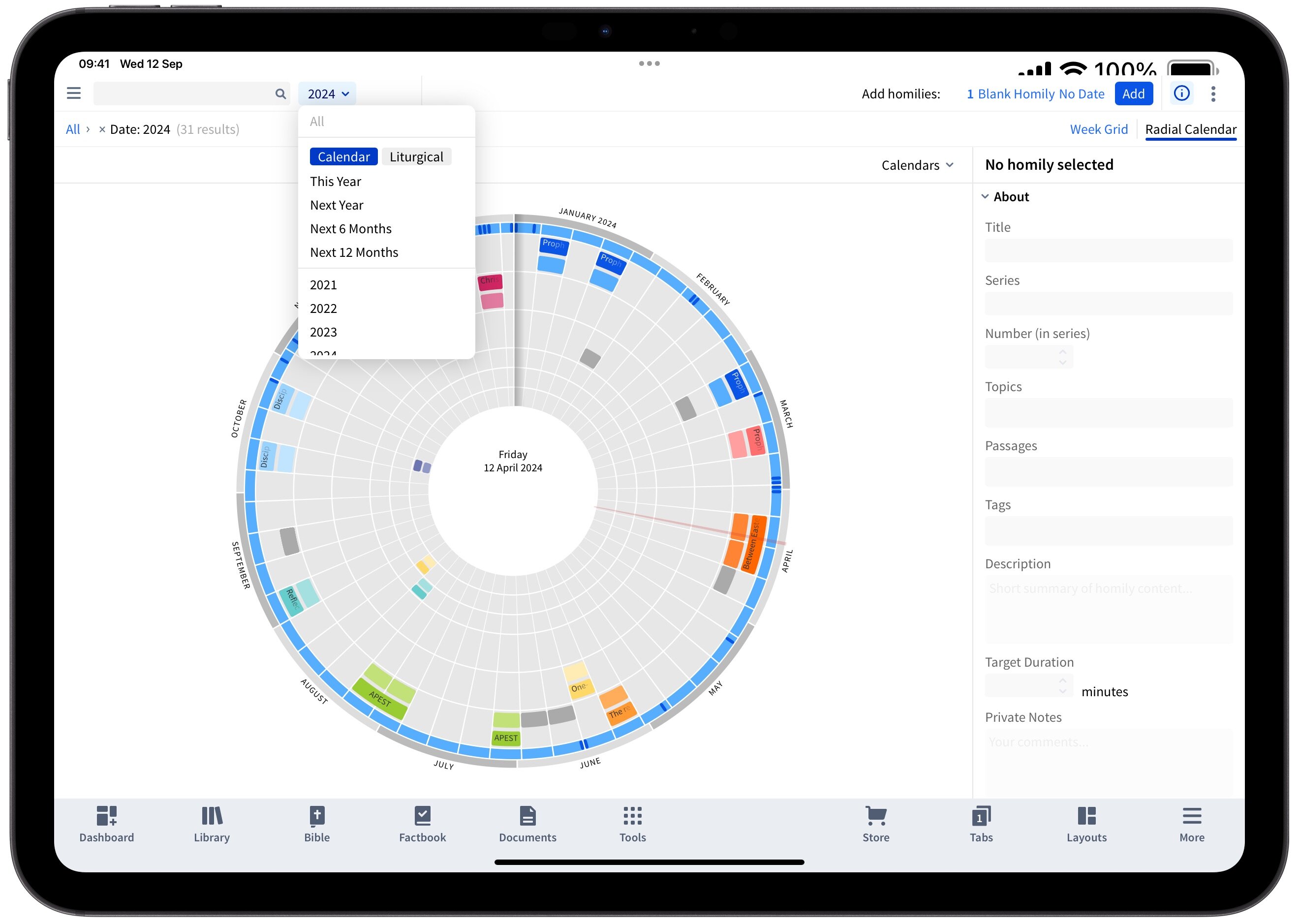 Homily Manager - Radial View Filter