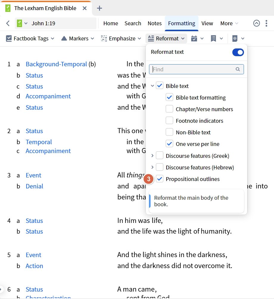 Reformat Text - Propositional Outlines