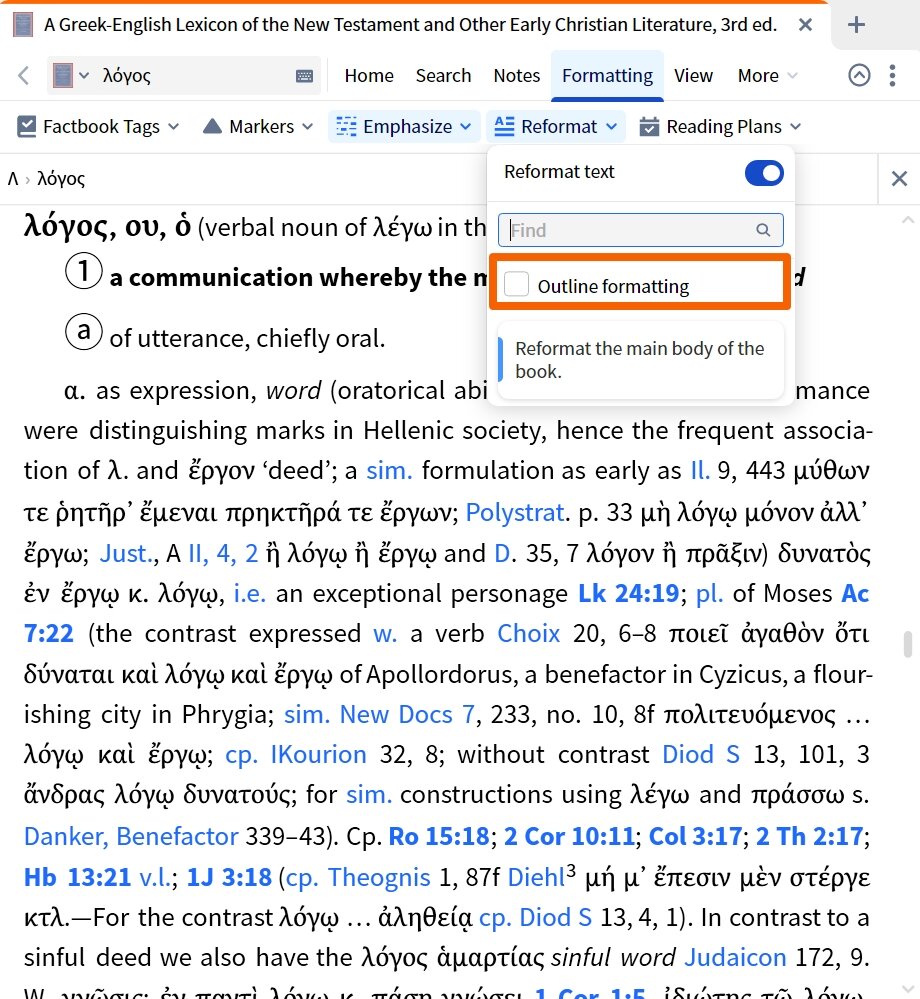 Lexicons - Outline Formatting Off