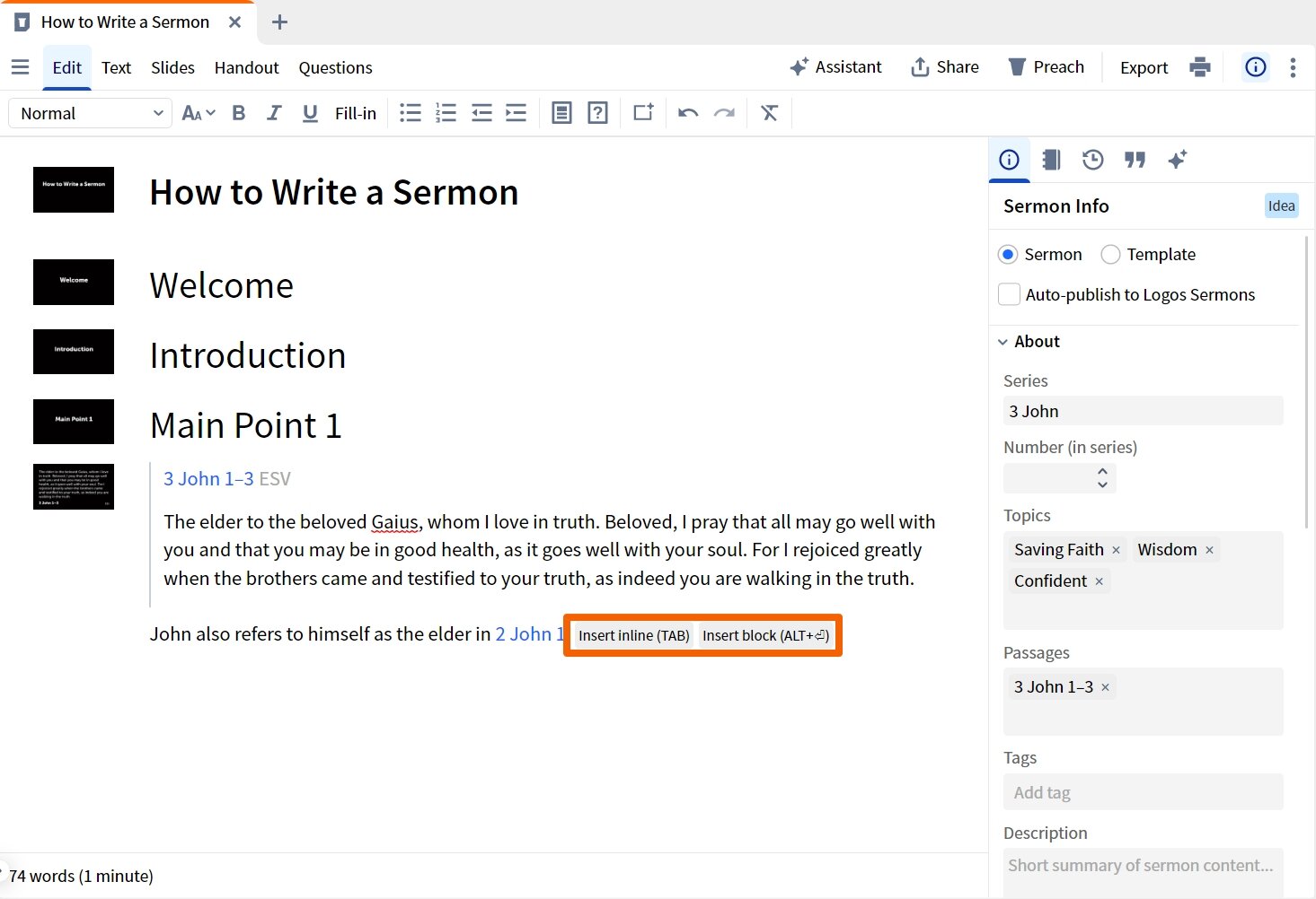Add Passage To Sermon (Windows)