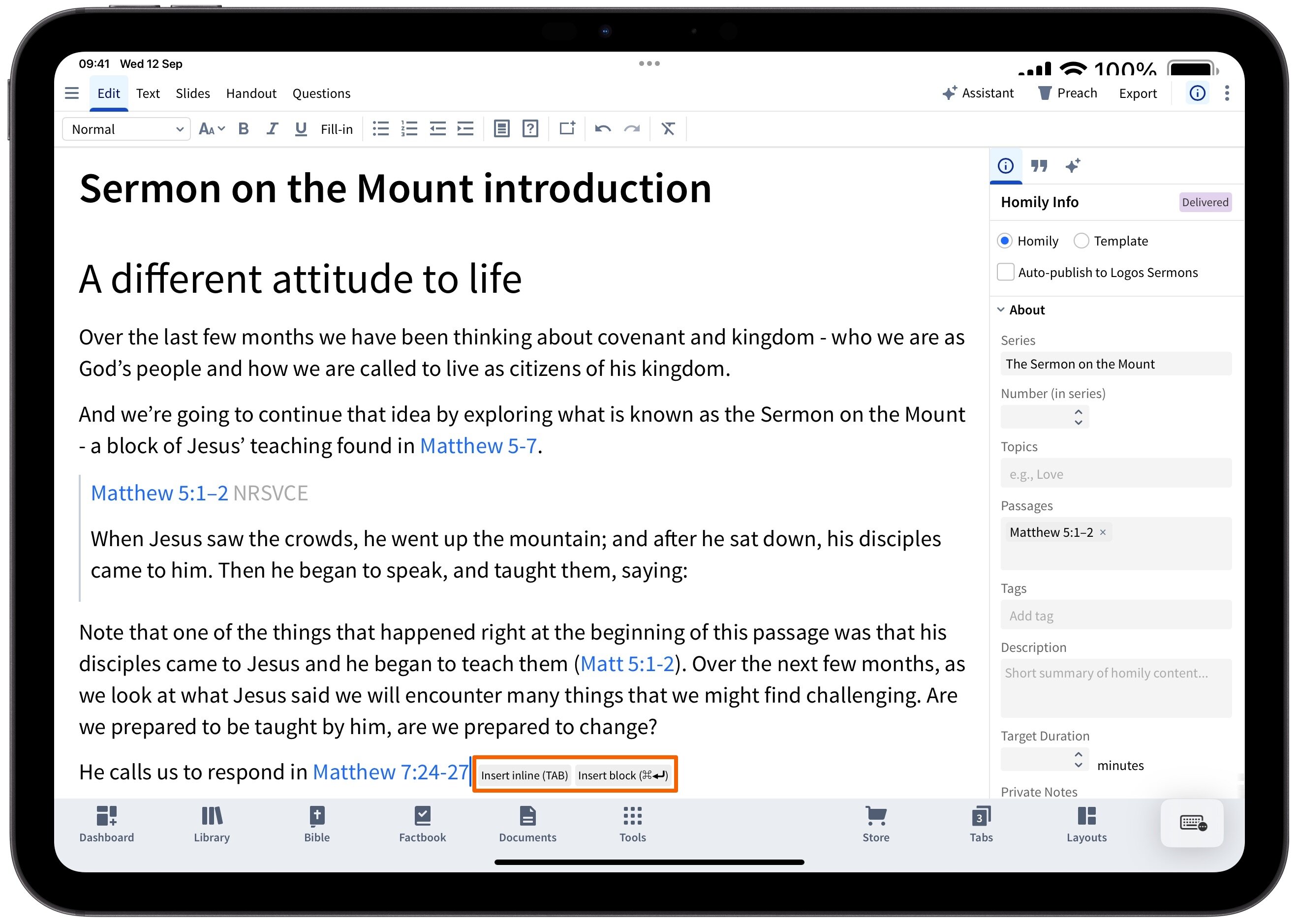 Add Passage To Homily (Ios)