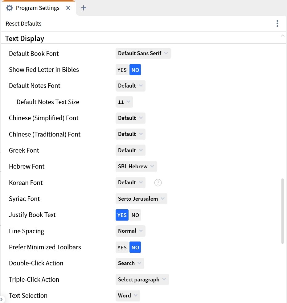 Program Settings - Text Display 1