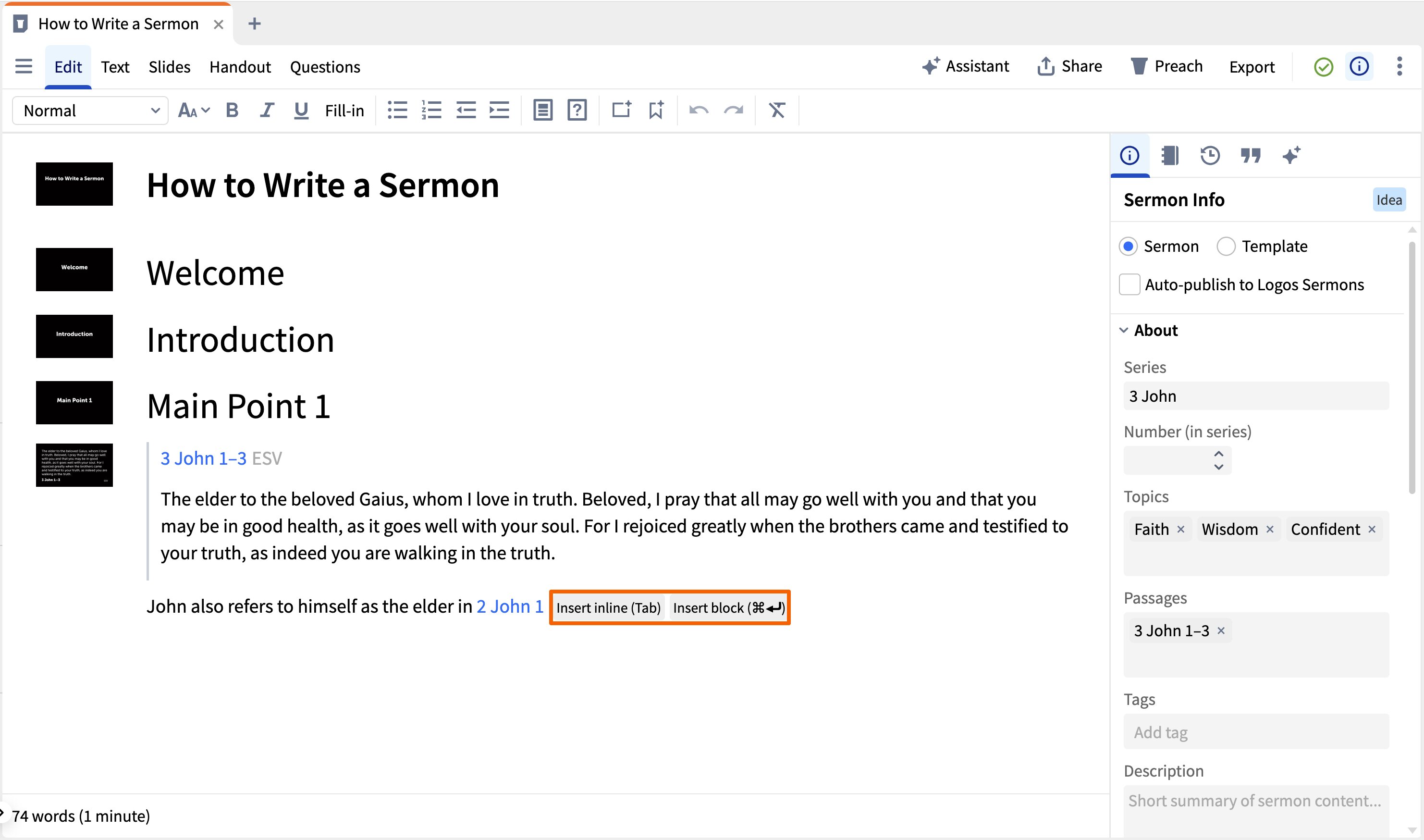 Add Passage To Sermon (Mac Web)