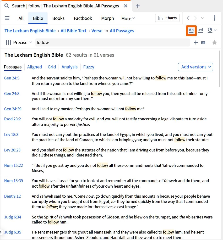 Single Word In Bible - Match Case