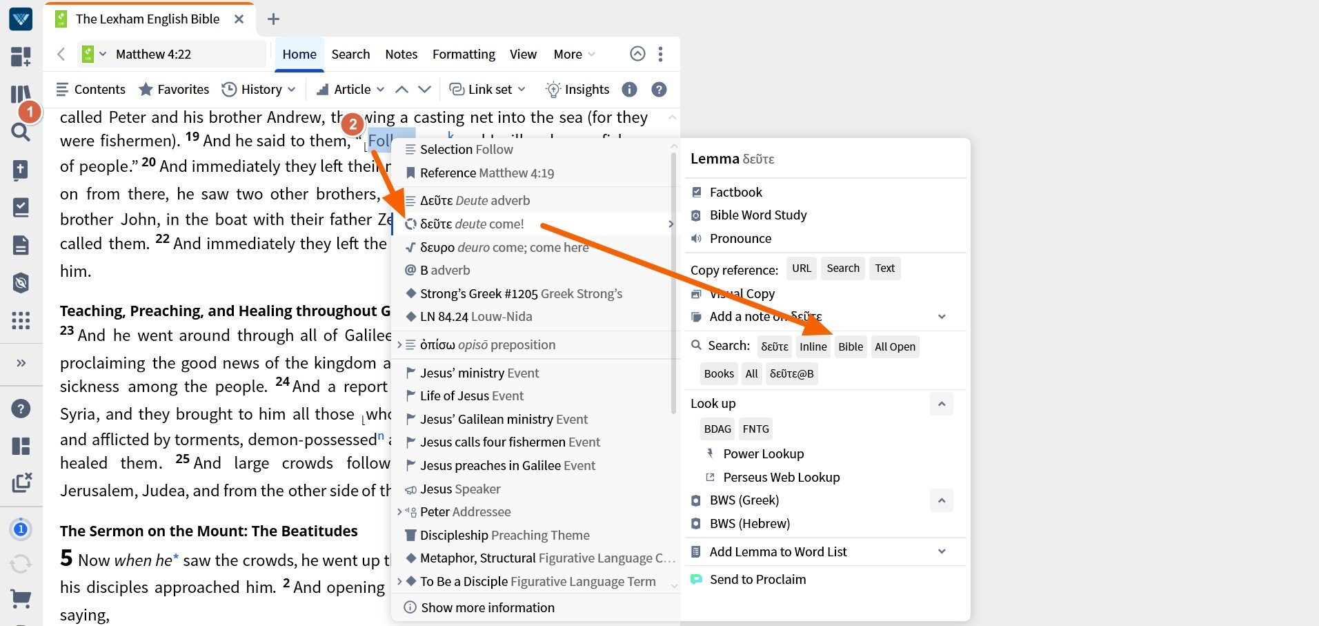 Invoking Verbum Search