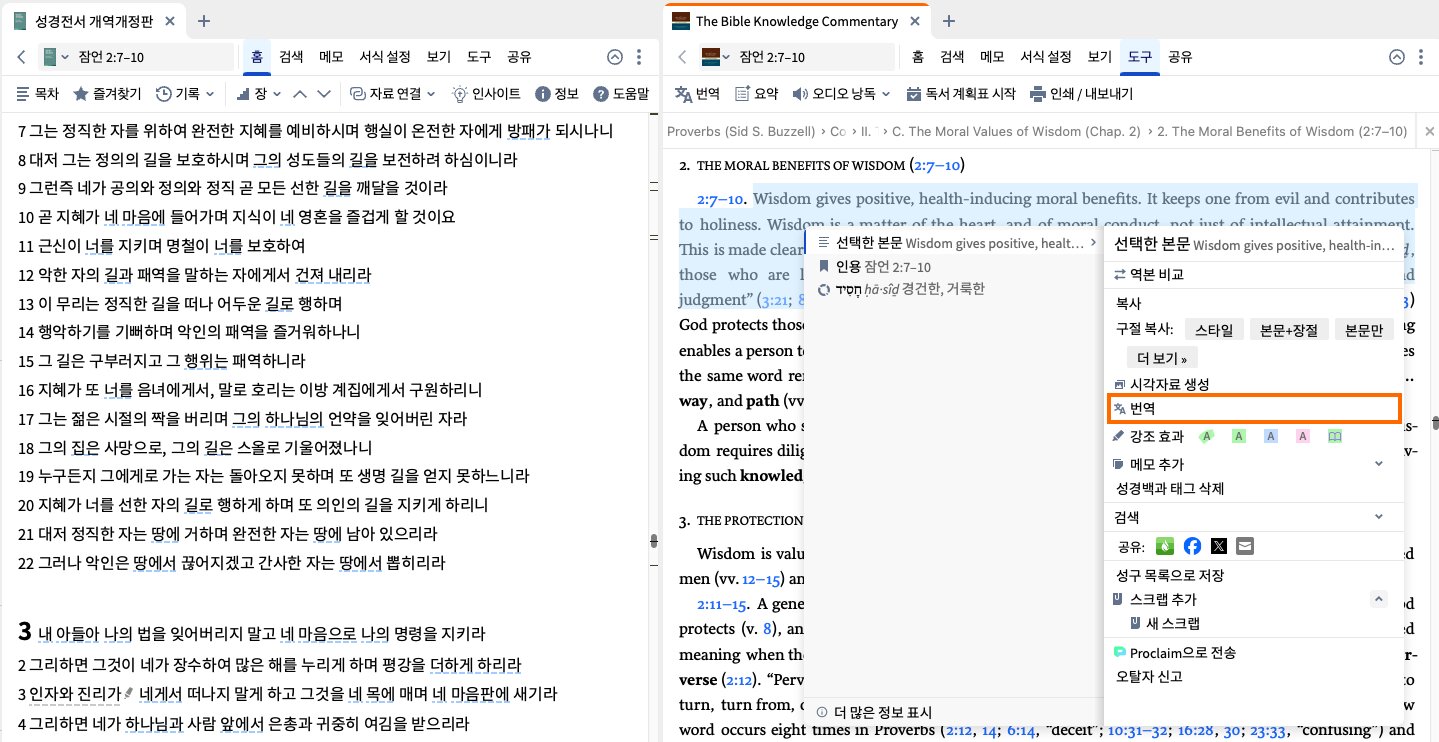 Select Translate from the Context Menu