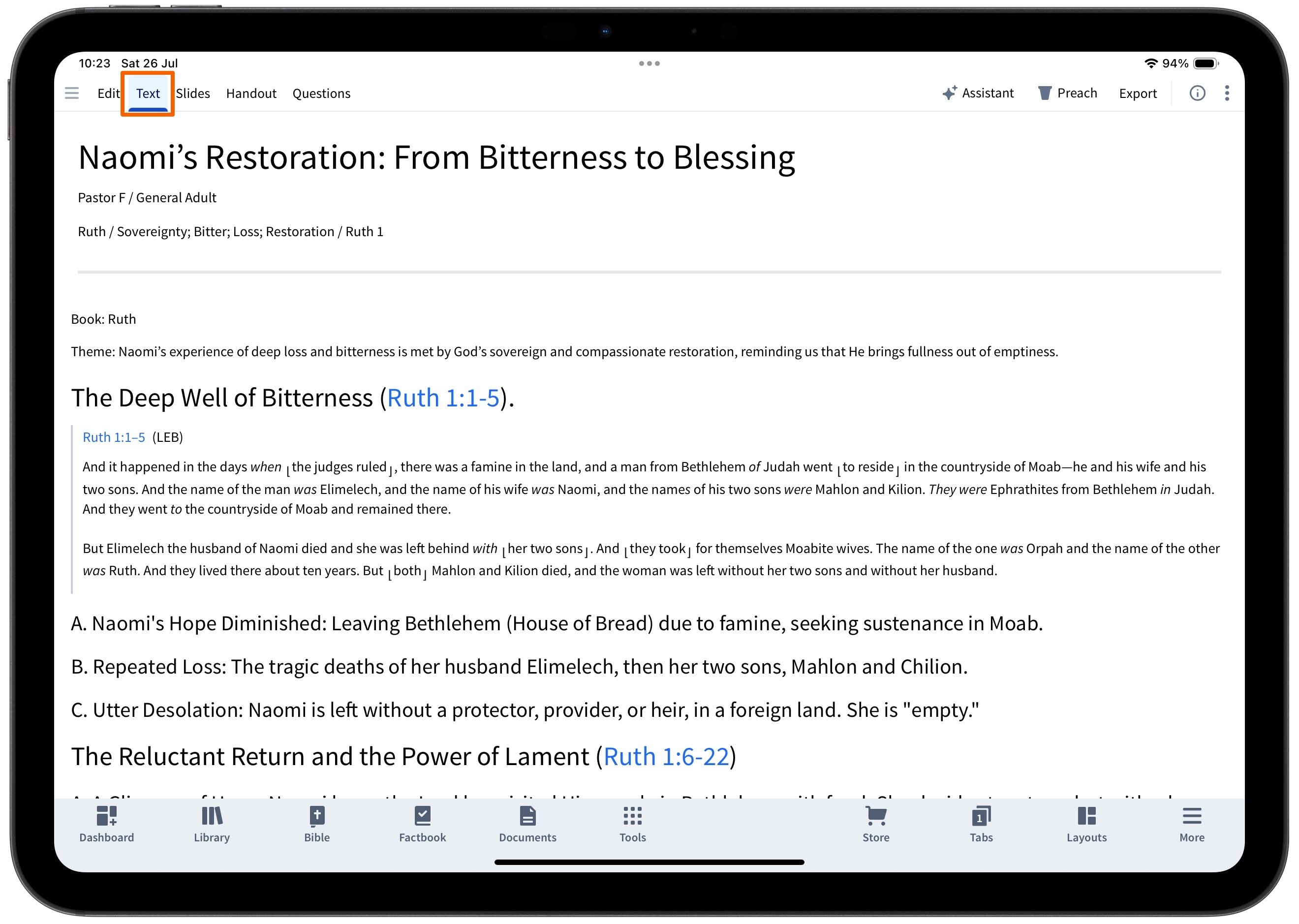 Sermon Text View