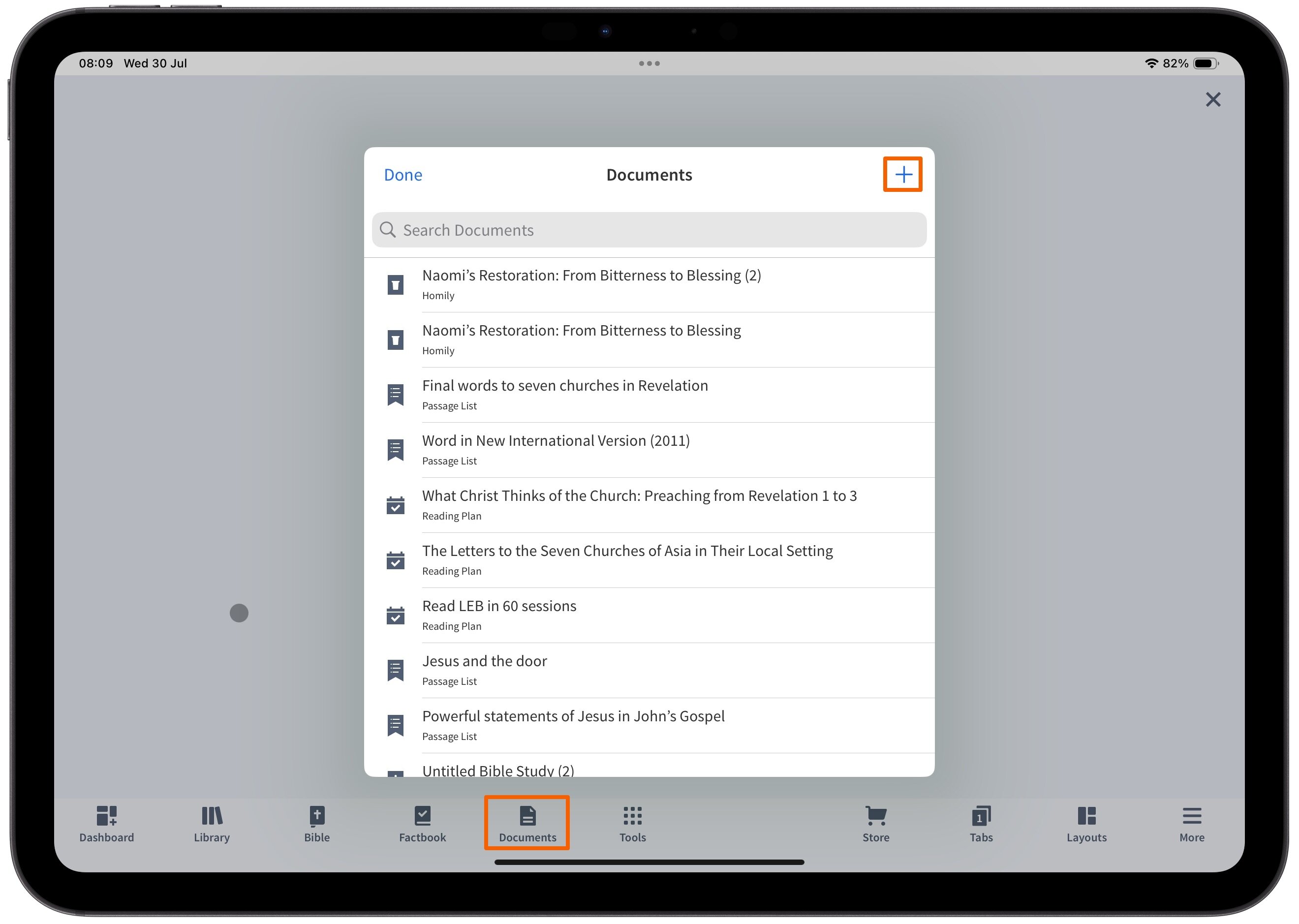 Add Homily From Verbum Docs Menu