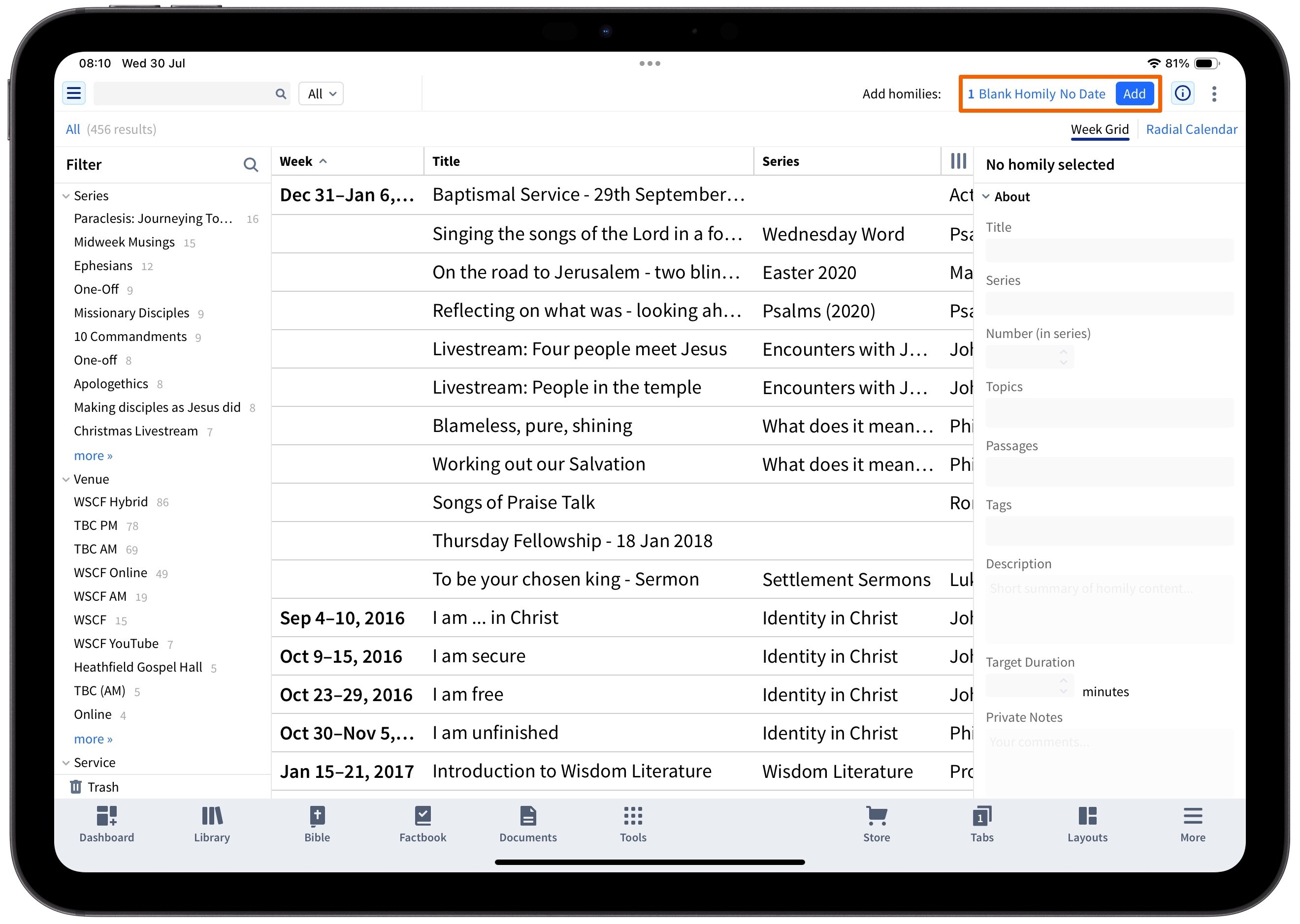 Add Homily From Homily Manager